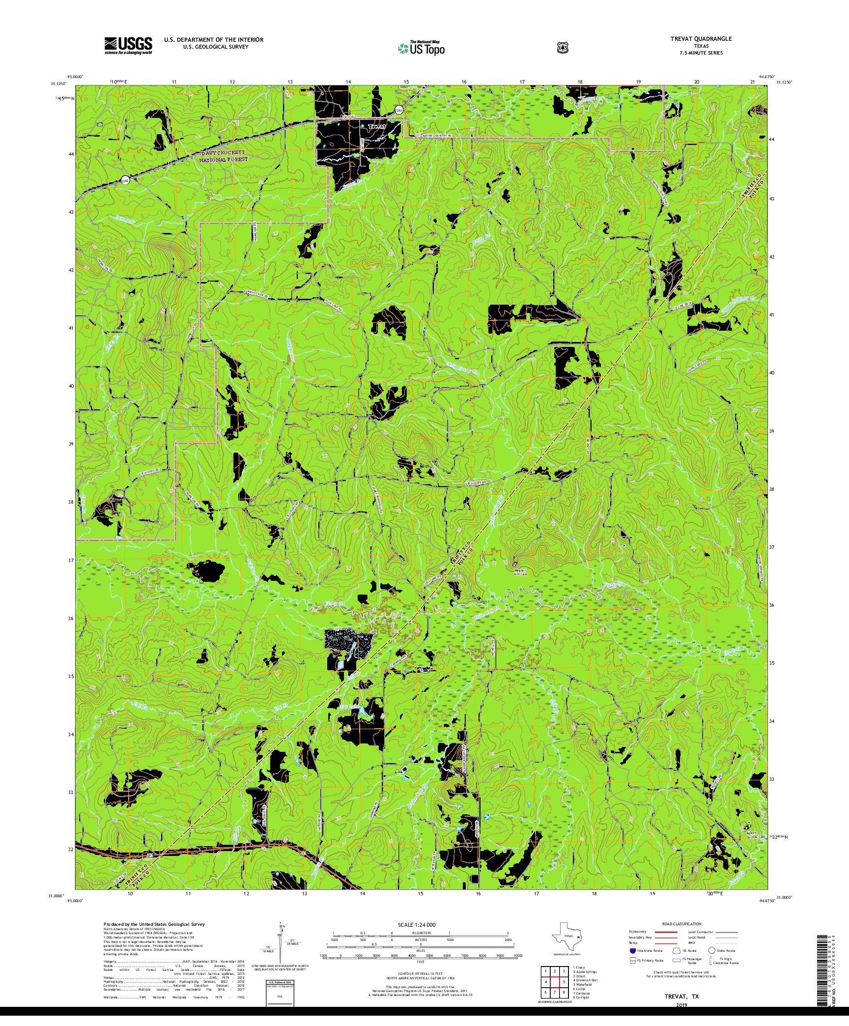 USGS US TOPO 7.5-MINUTE MAP FOR TREVAT, TX 2019