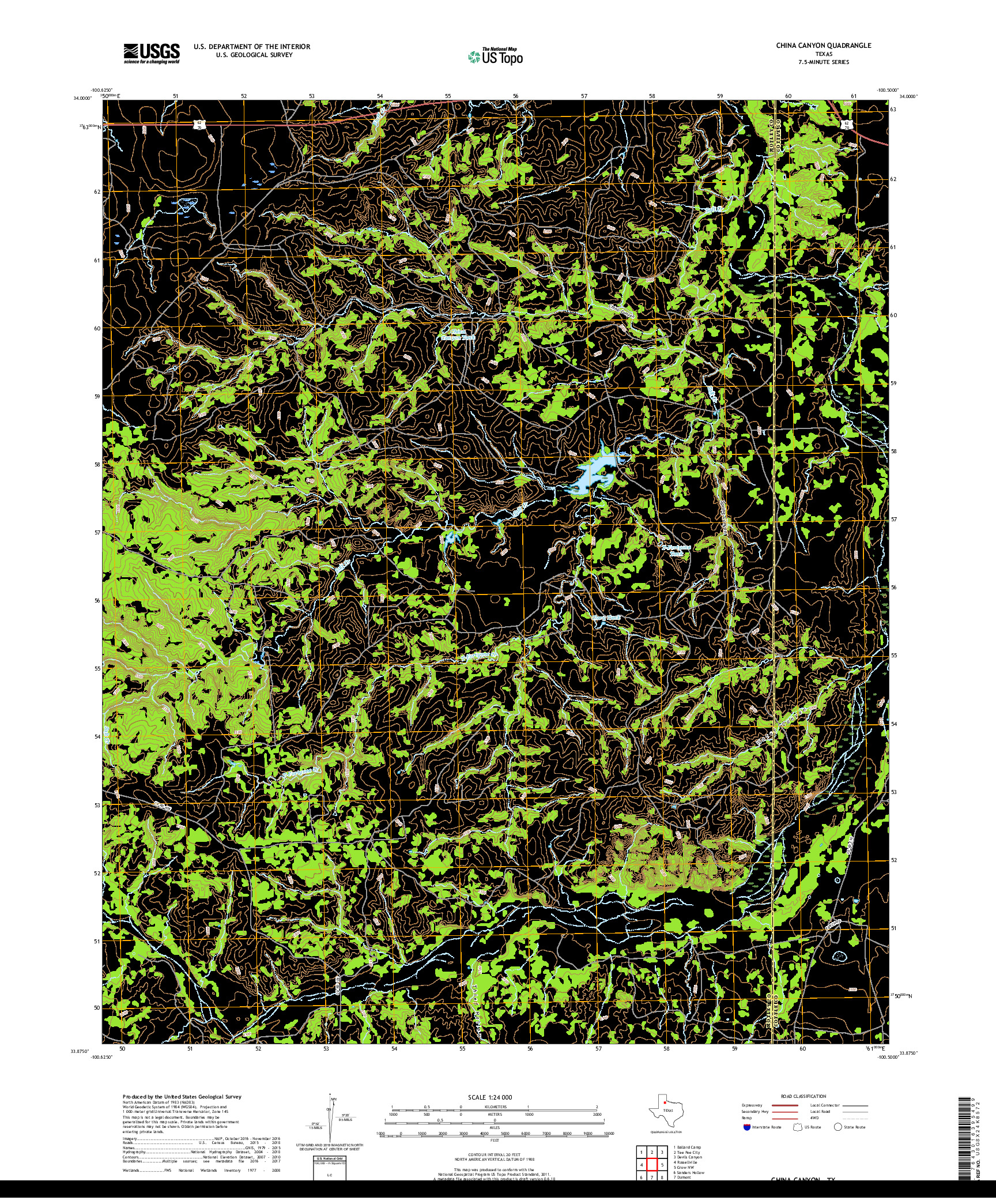 USGS US TOPO 7.5-MINUTE MAP FOR CHINA CANYON, TX 2019