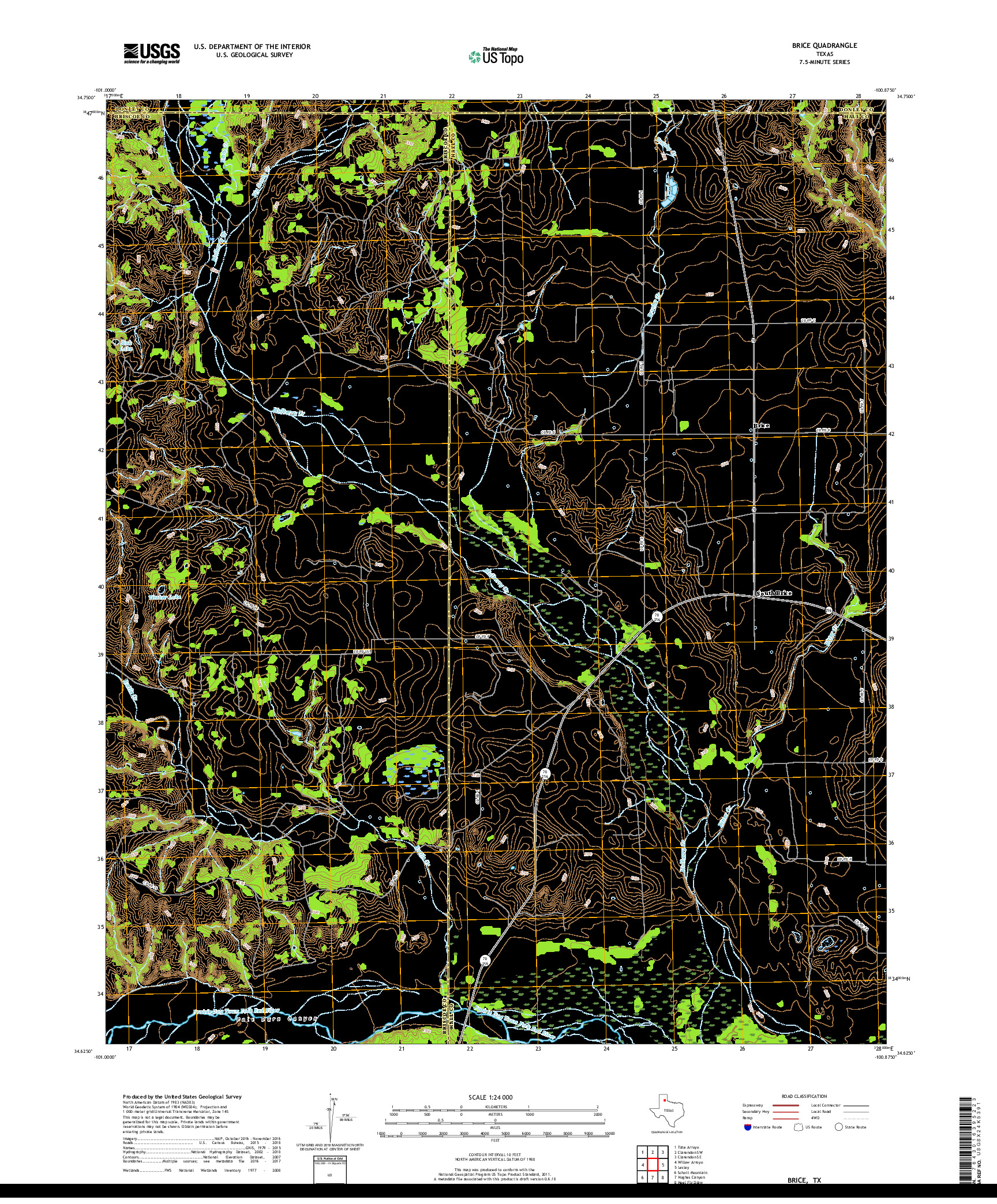 USGS US TOPO 7.5-MINUTE MAP FOR BRICE, TX 2019