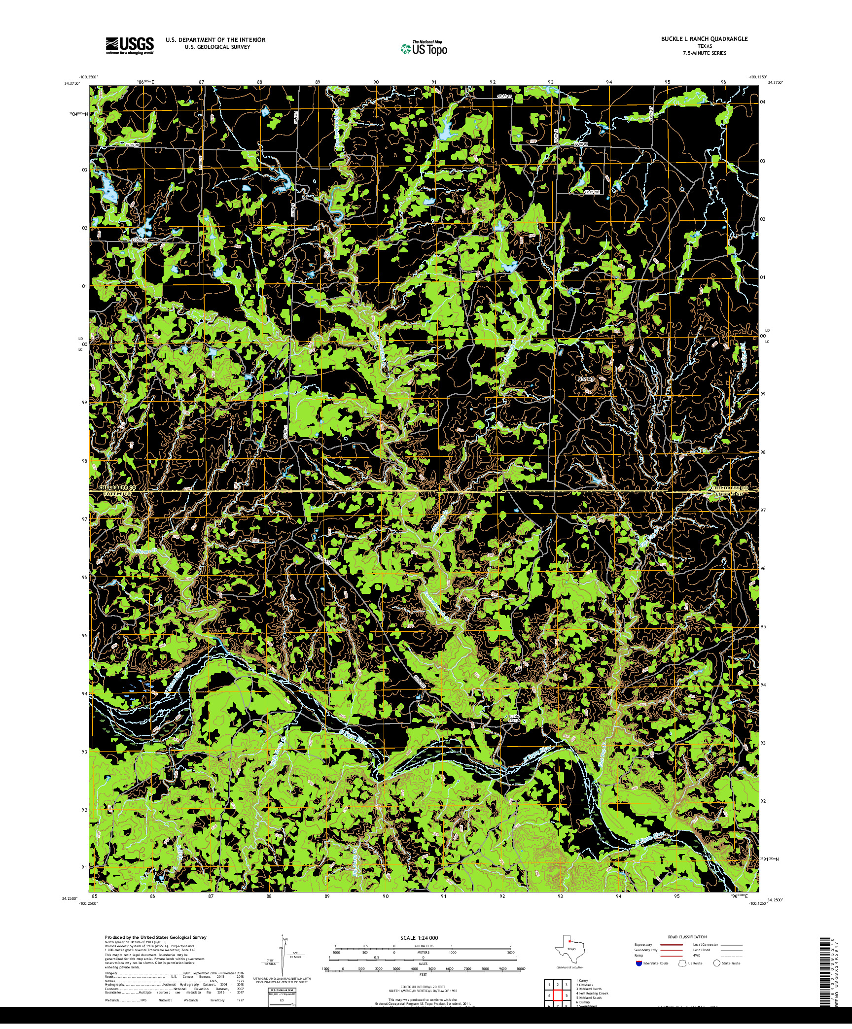 USGS US TOPO 7.5-MINUTE MAP FOR BUCKLE L RANCH, TX 2019