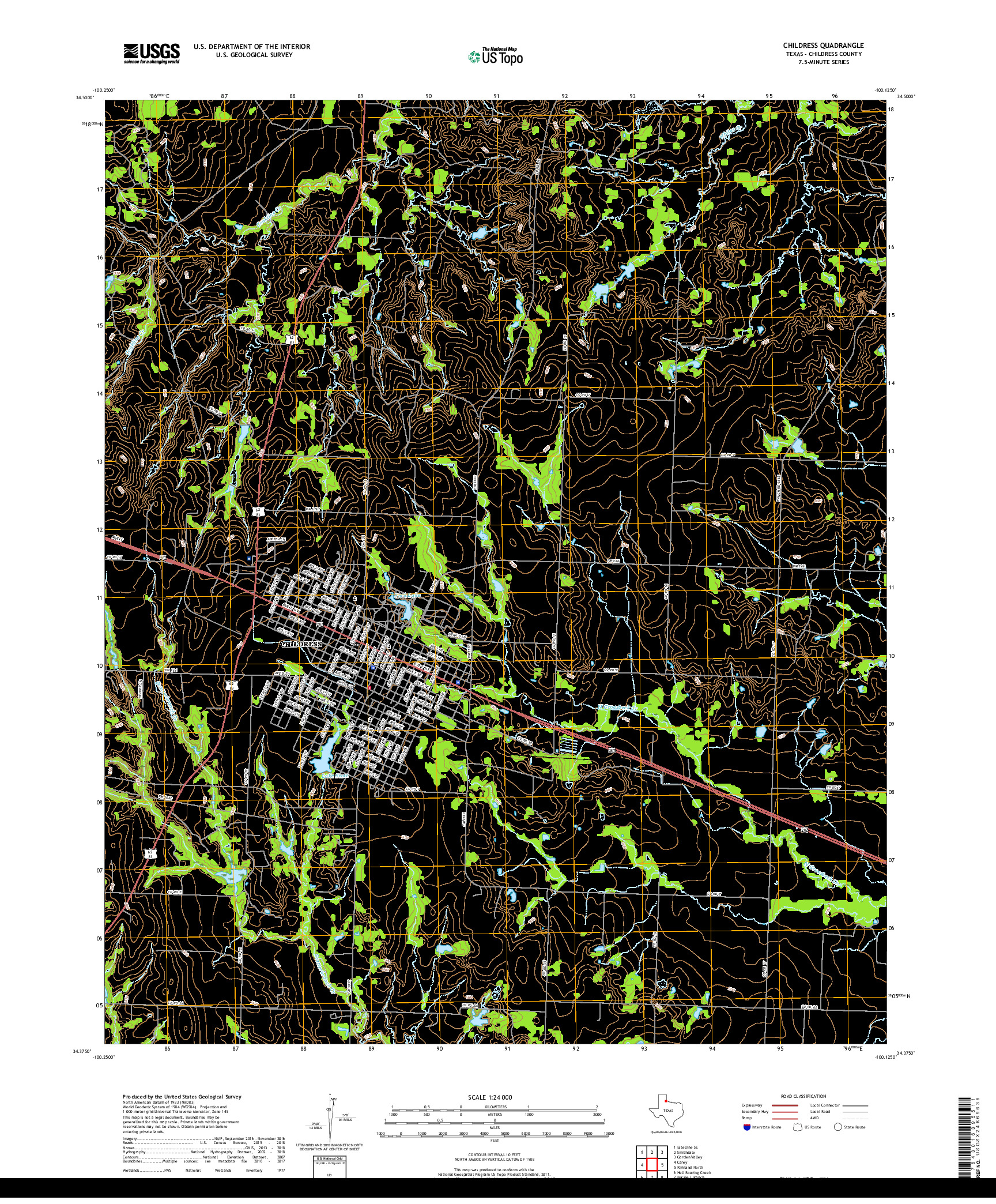 USGS US TOPO 7.5-MINUTE MAP FOR CHILDRESS, TX 2019