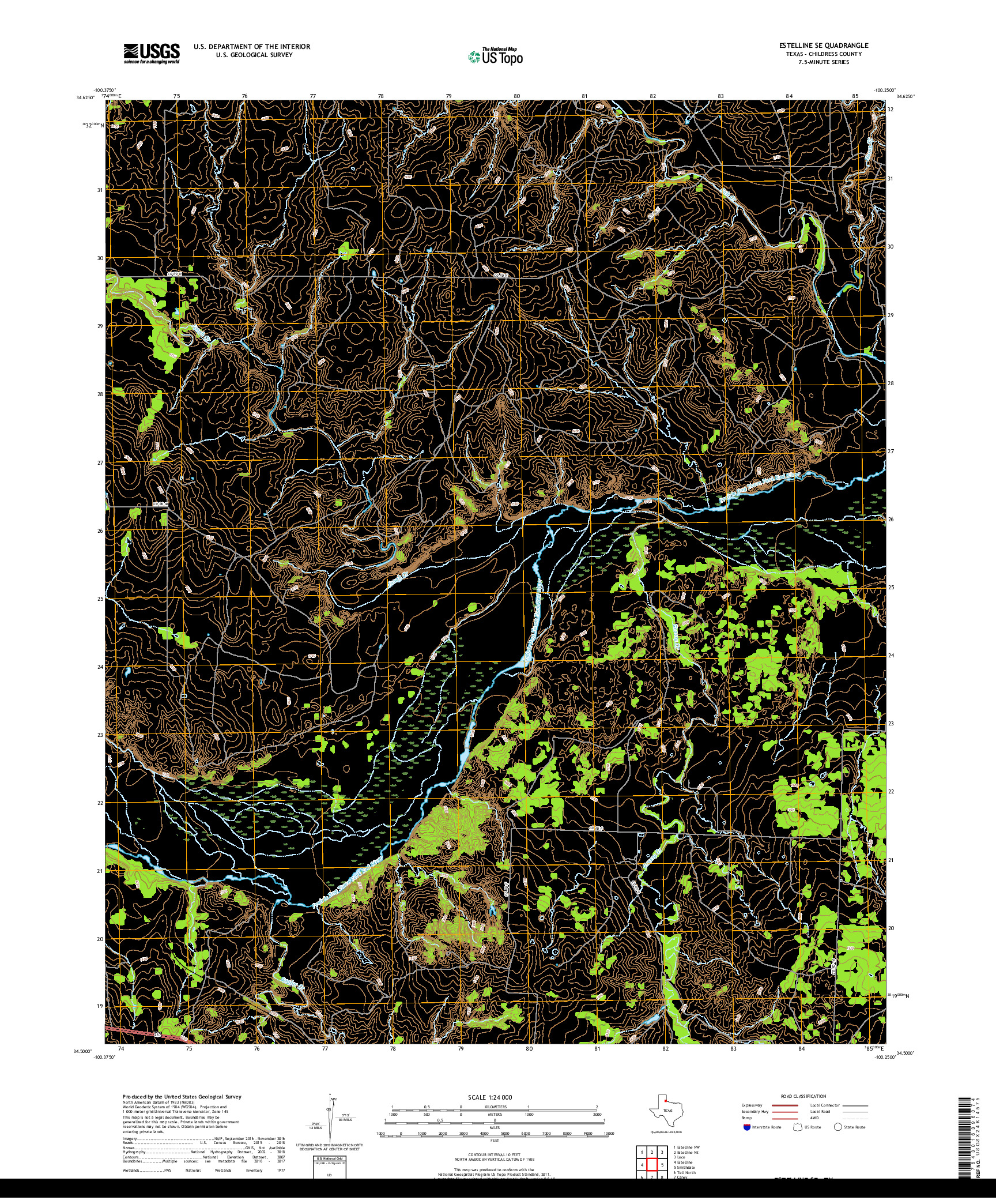 USGS US TOPO 7.5-MINUTE MAP FOR ESTELLINE SE, TX 2019