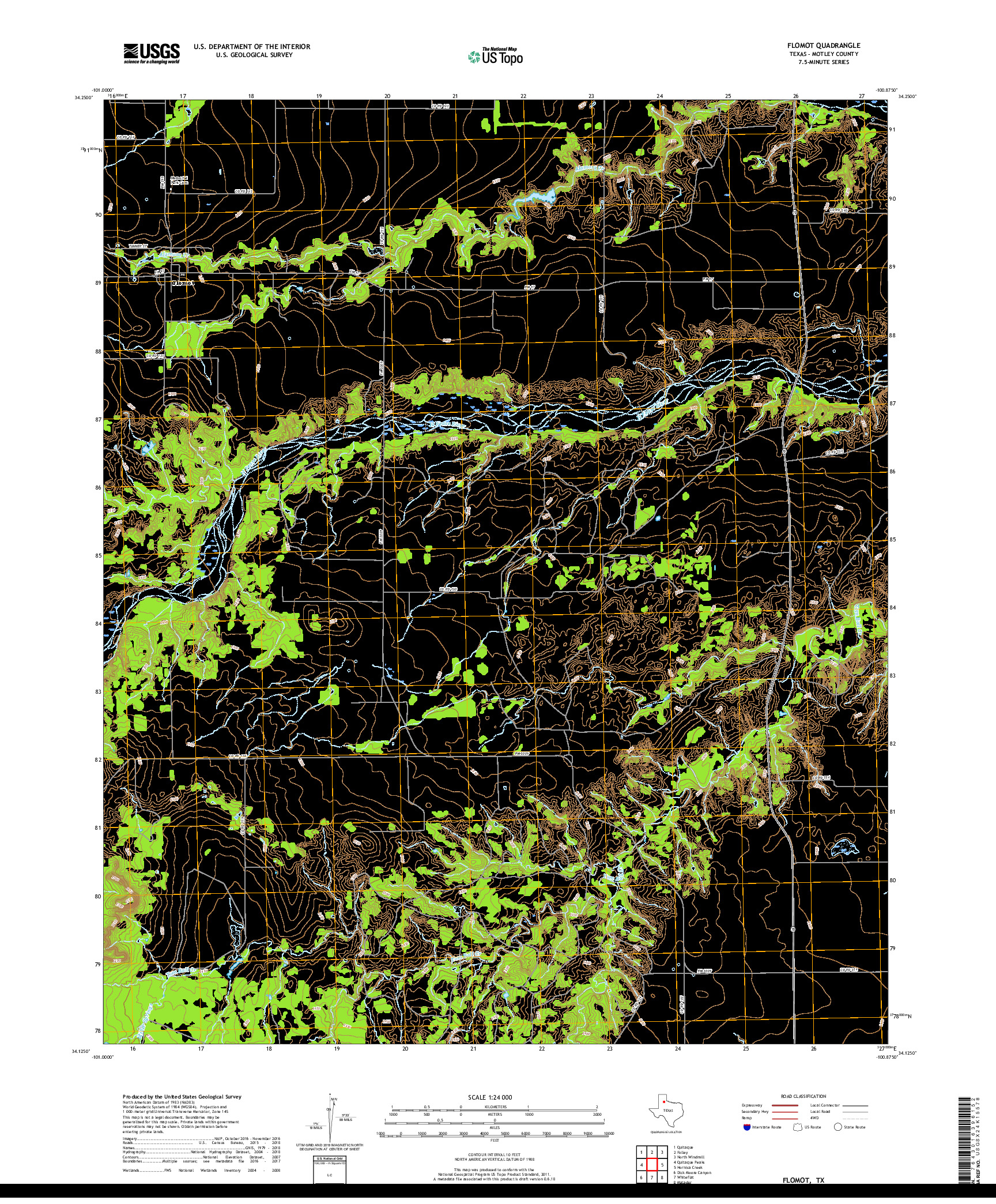 USGS US TOPO 7.5-MINUTE MAP FOR FLOMOT, TX 2019