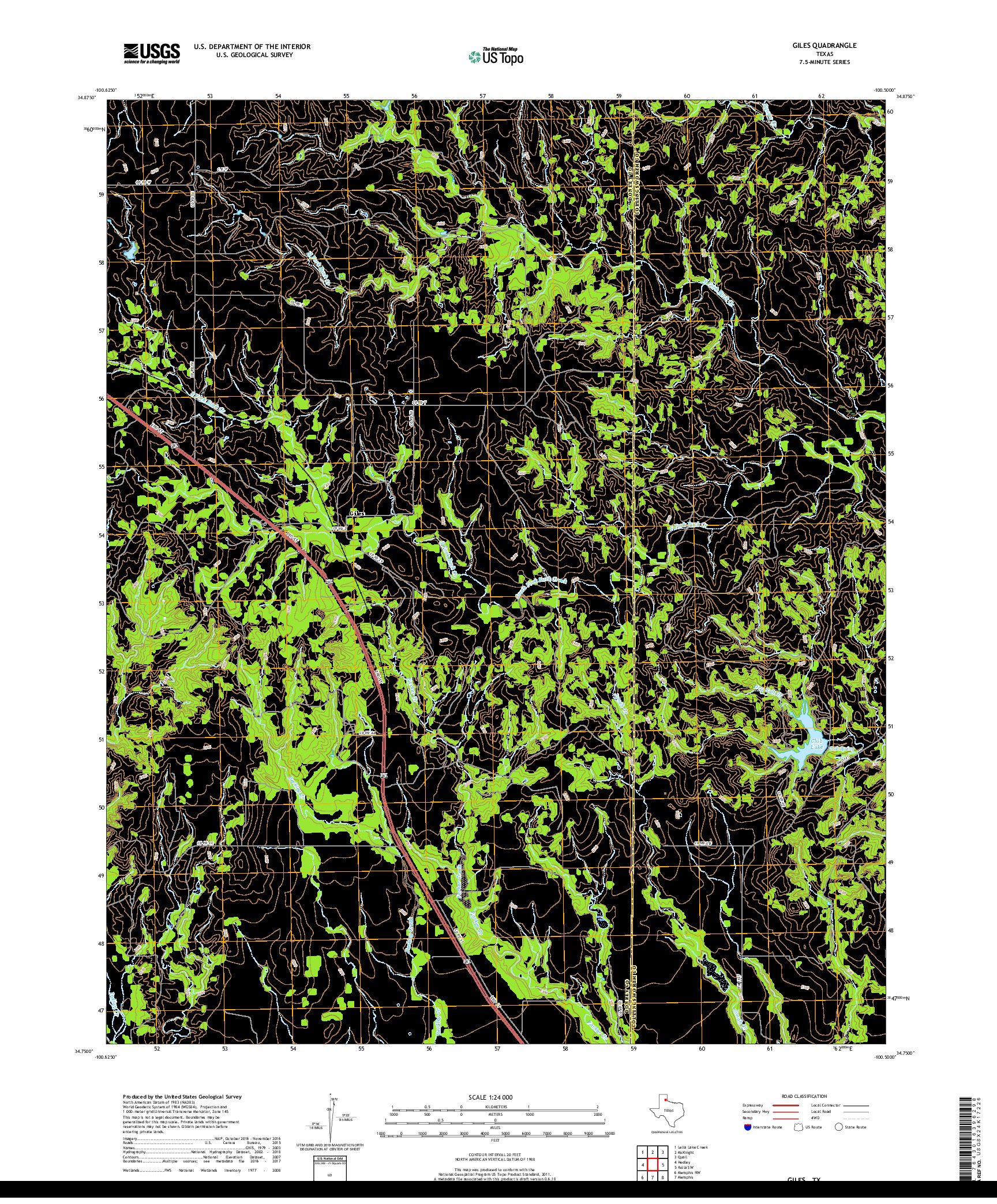 USGS US TOPO 7.5-MINUTE MAP FOR GILES, TX 2019