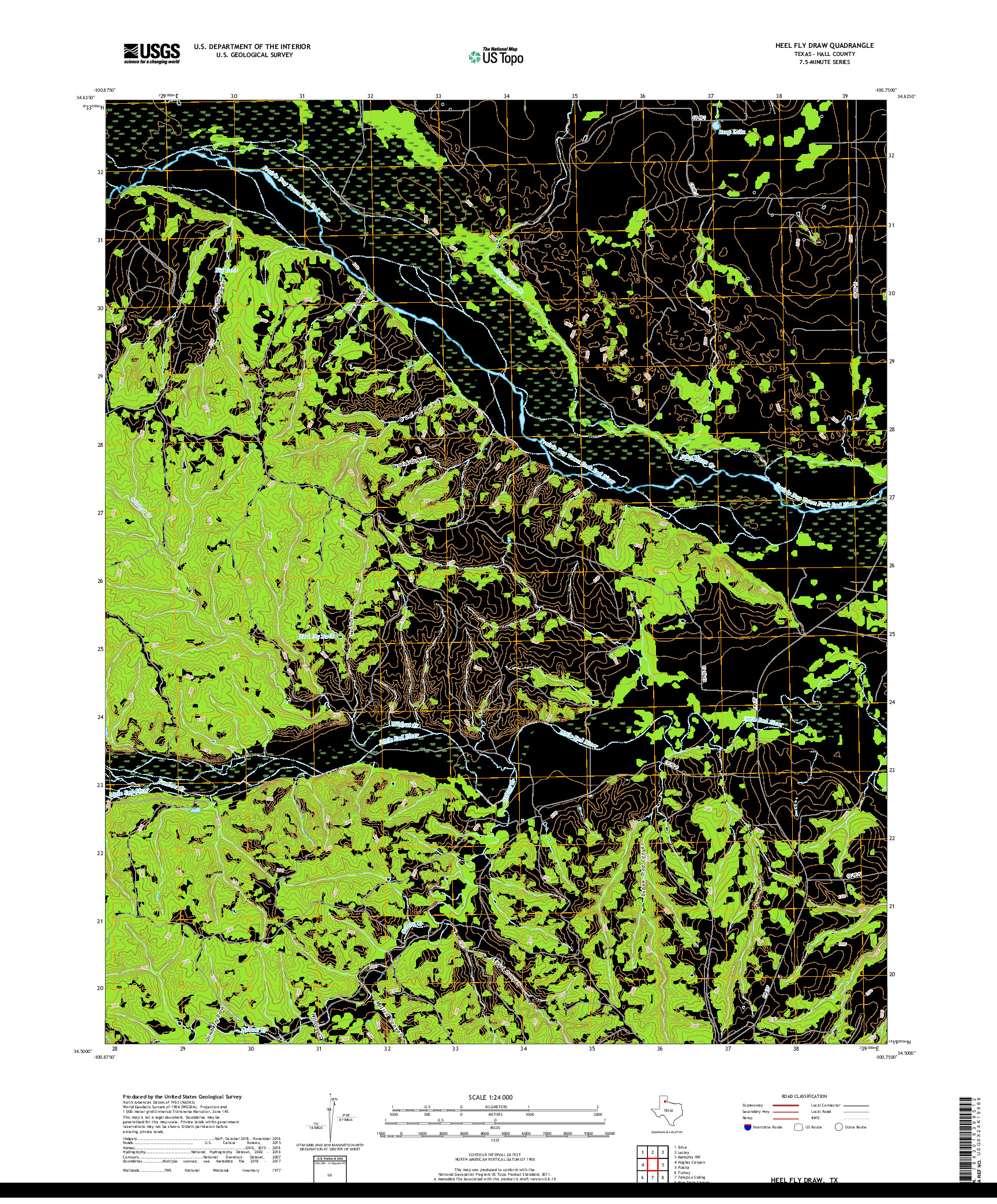 USGS US TOPO 7.5-MINUTE MAP FOR HEEL FLY DRAW, TX 2019