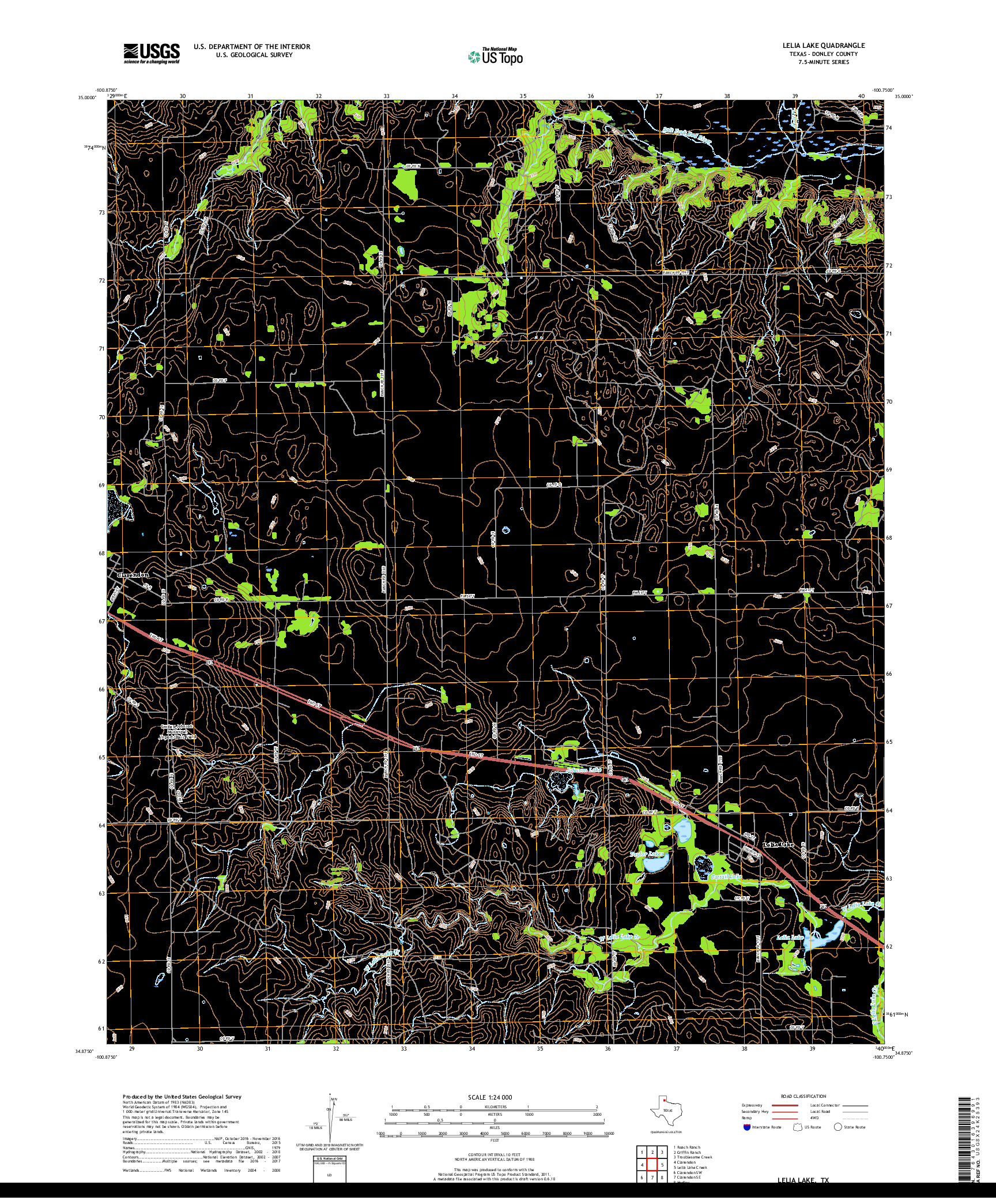 USGS US TOPO 7.5-MINUTE MAP FOR LELIA LAKE, TX 2019