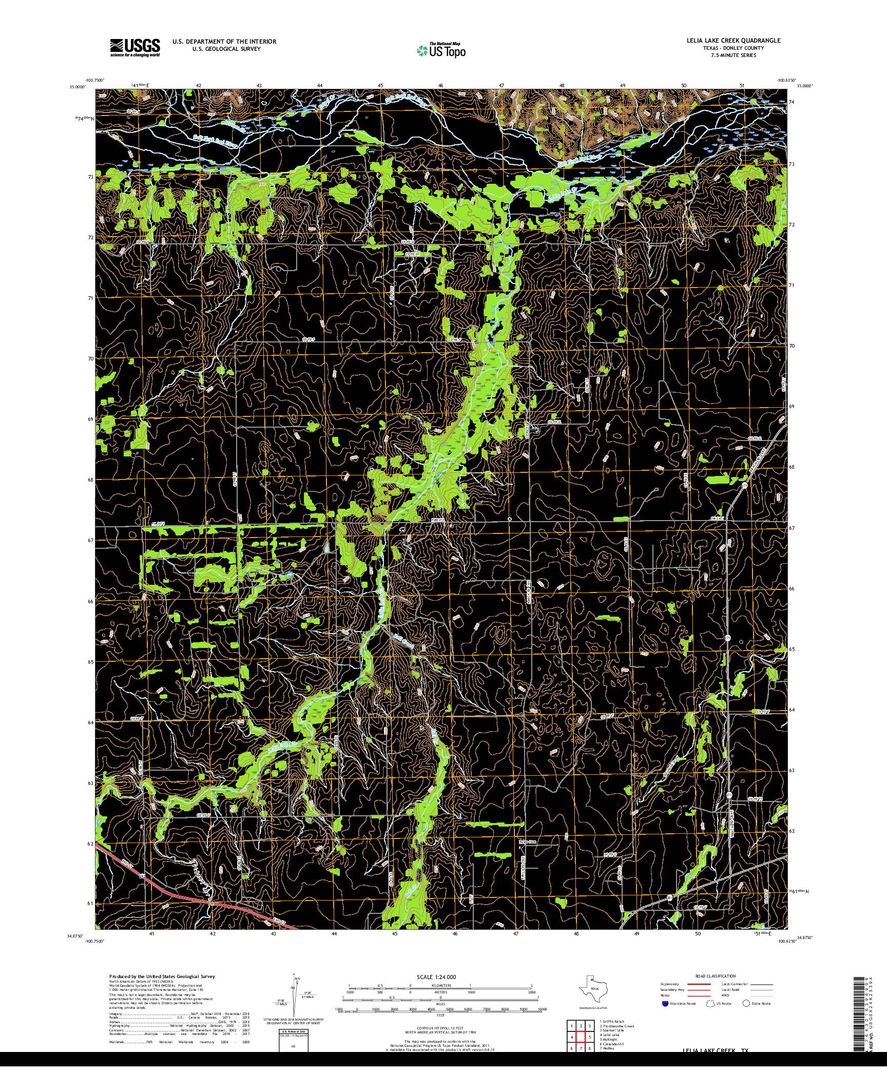 USGS US TOPO 7.5-MINUTE MAP FOR LELIA LAKE CREEK, TX 2019