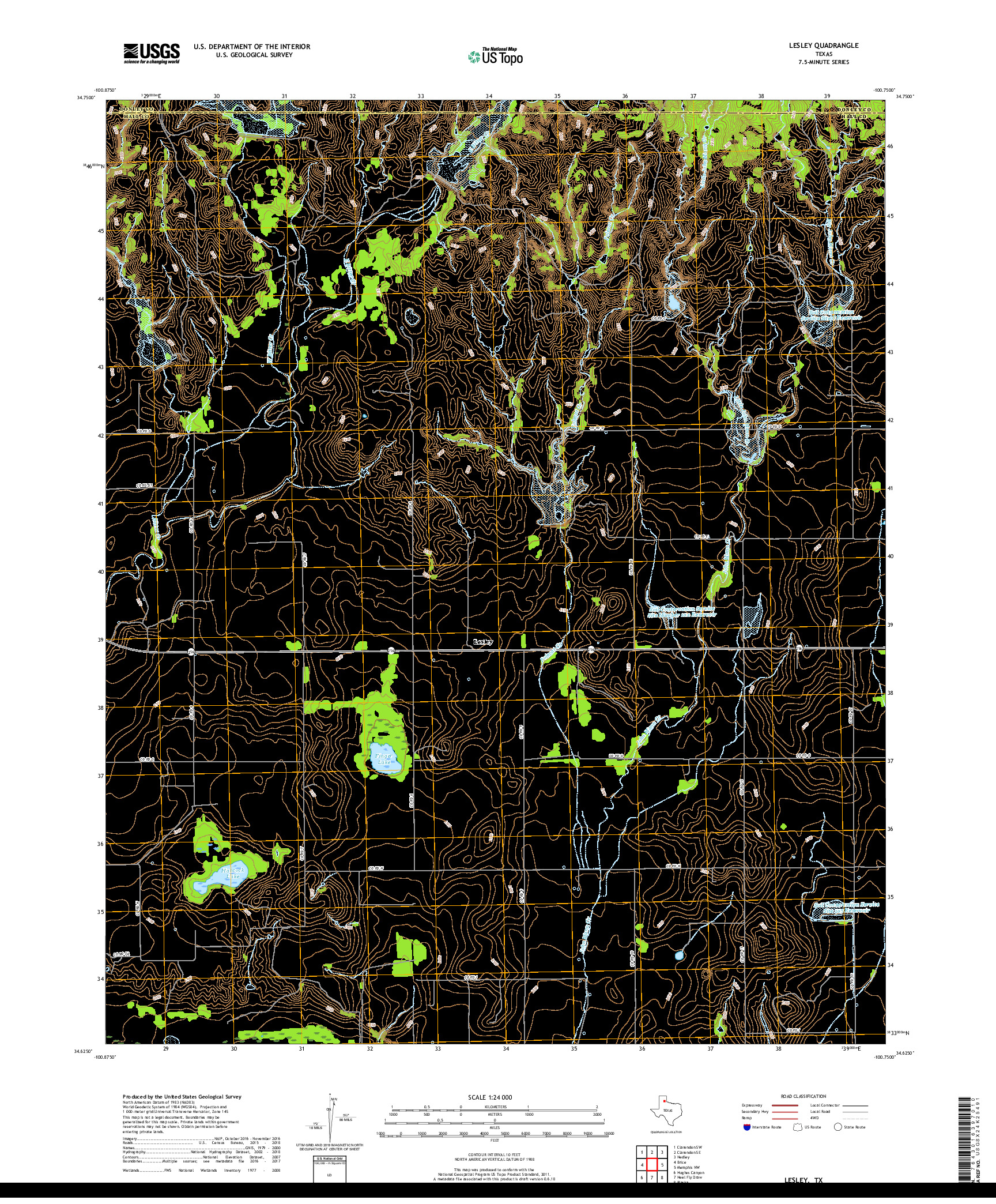 USGS US TOPO 7.5-MINUTE MAP FOR LESLEY, TX 2019