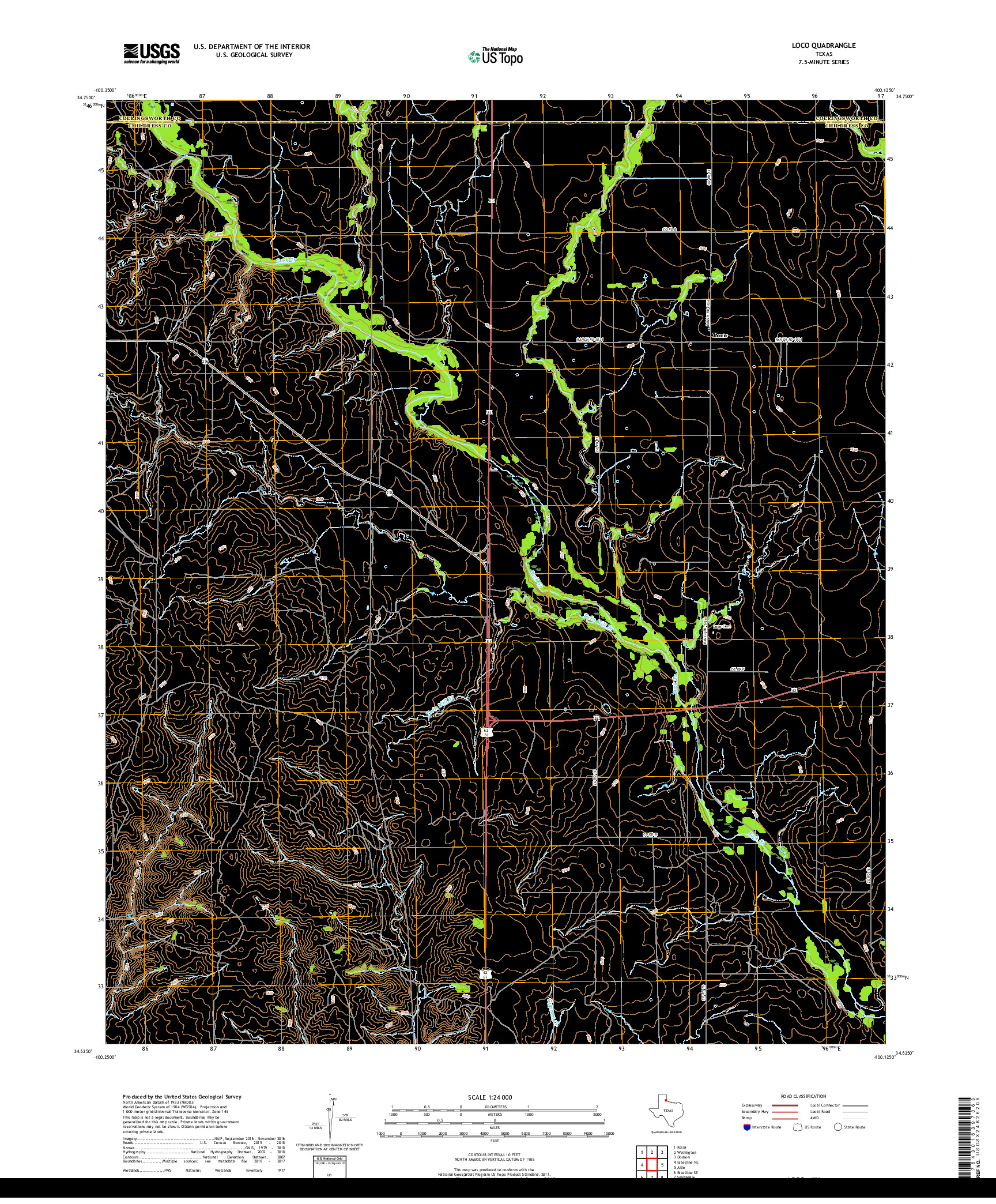 USGS US TOPO 7.5-MINUTE MAP FOR LOCO, TX 2019