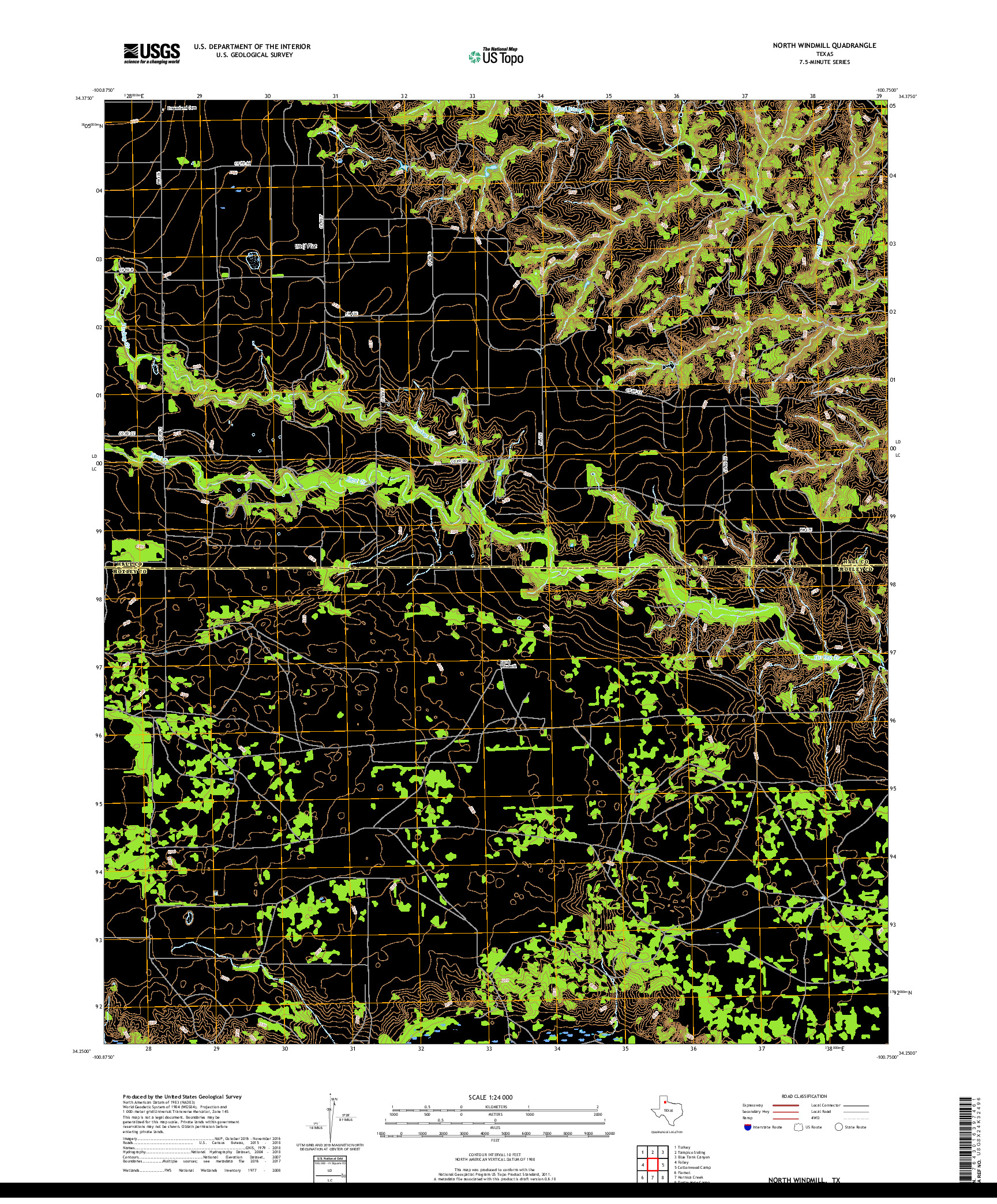 USGS US TOPO 7.5-MINUTE MAP FOR NORTH WINDMILL, TX 2019