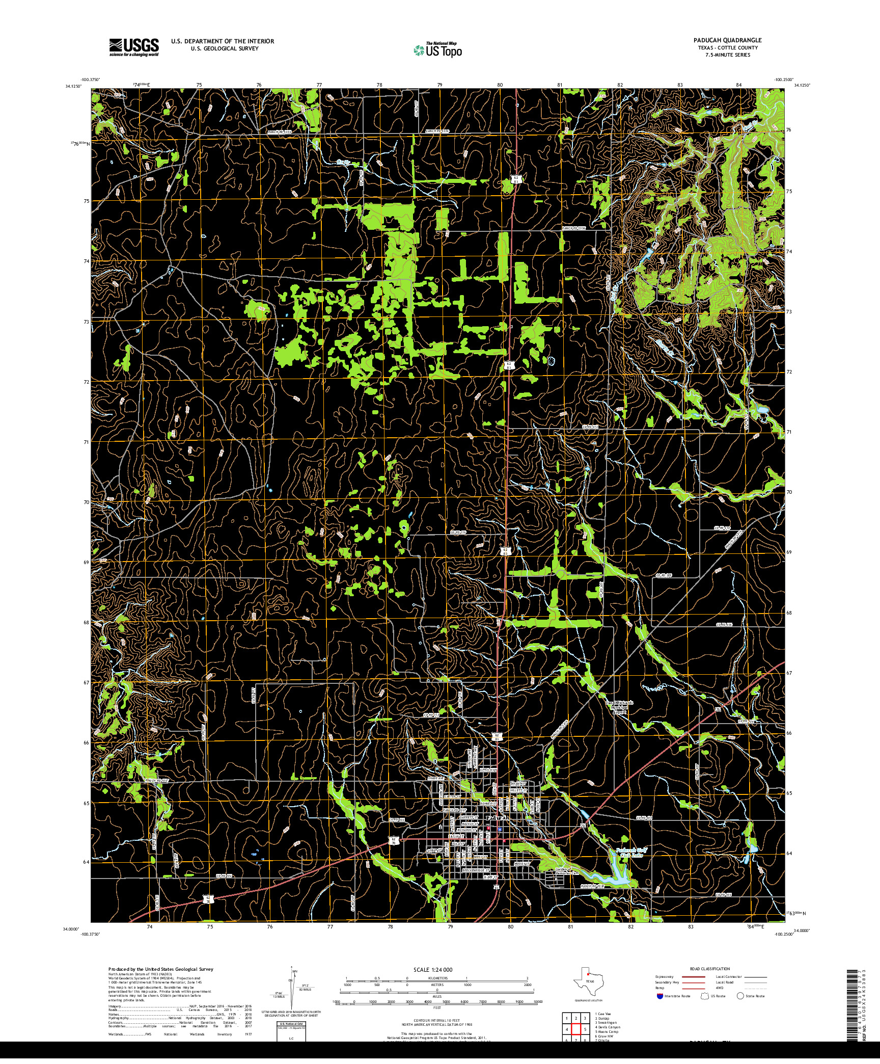 USGS US TOPO 7.5-MINUTE MAP FOR PADUCAH, TX 2019