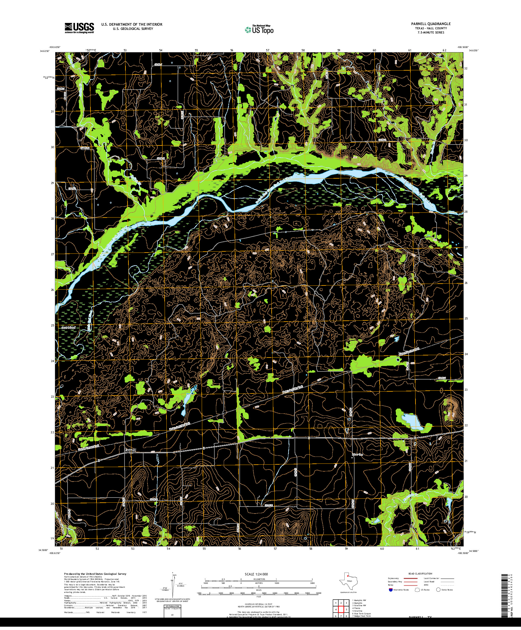 USGS US TOPO 7.5-MINUTE MAP FOR PARNELL, TX 2019