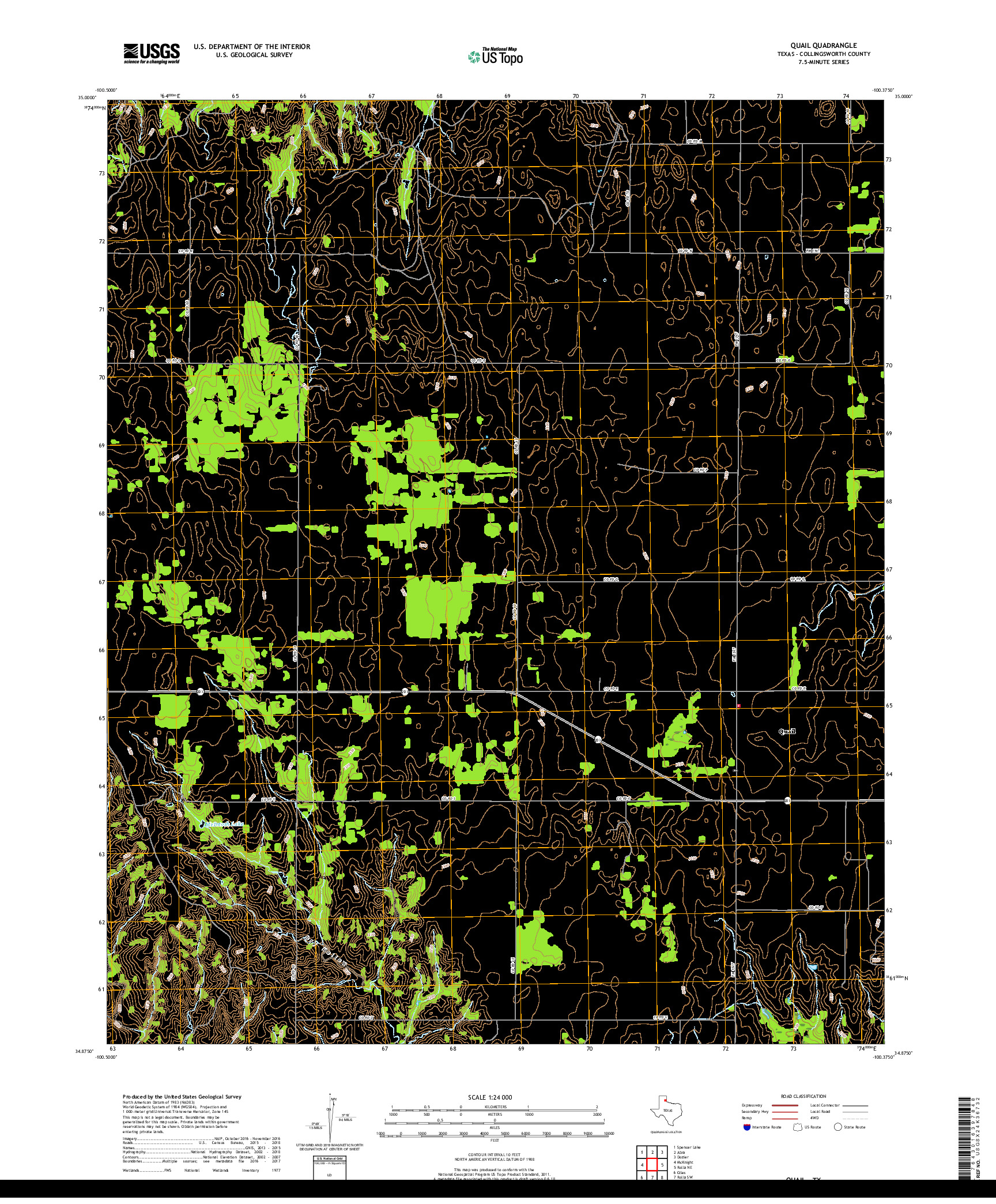 USGS US TOPO 7.5-MINUTE MAP FOR QUAIL, TX 2019