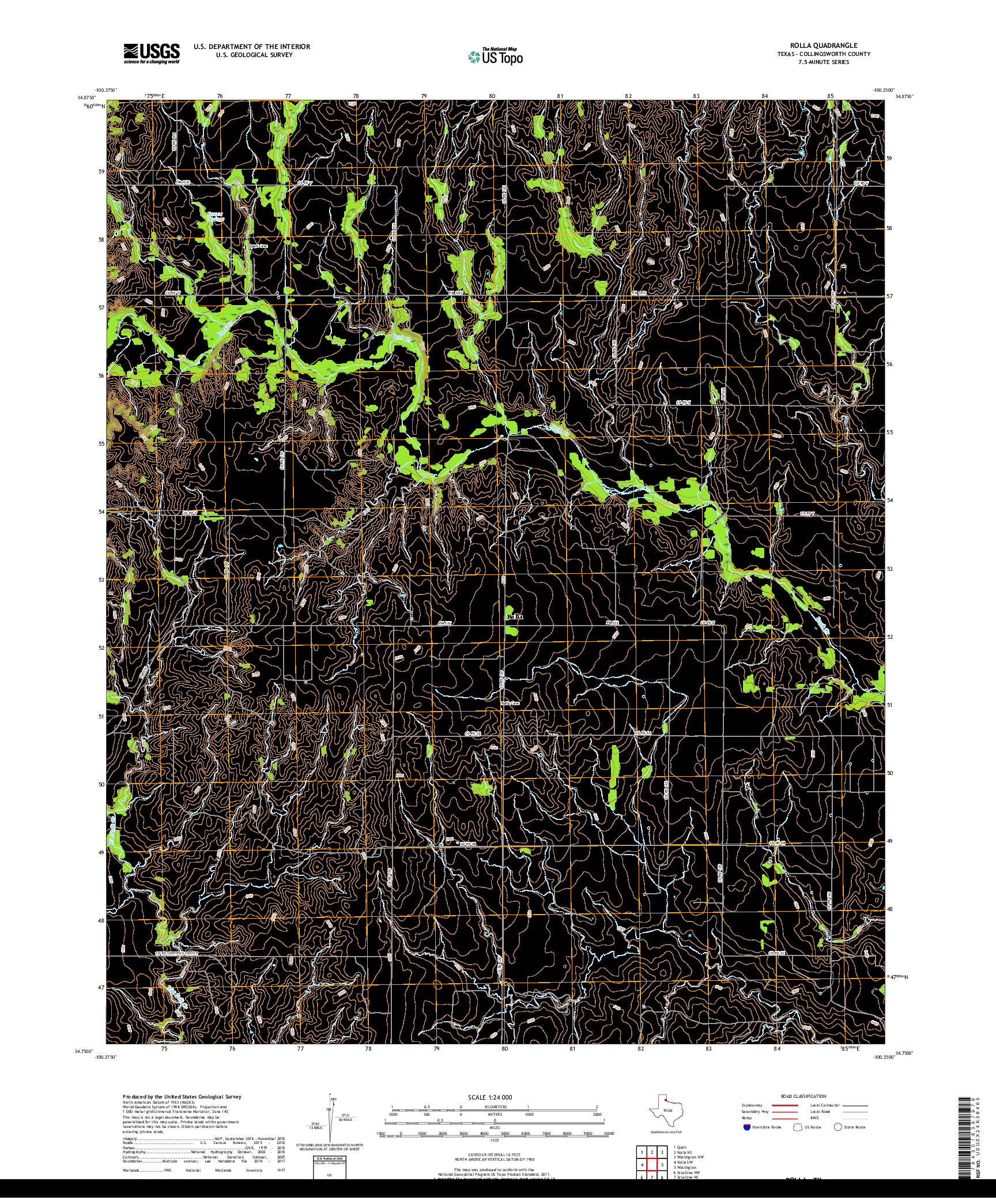 USGS US TOPO 7.5-MINUTE MAP FOR ROLLA, TX 2019