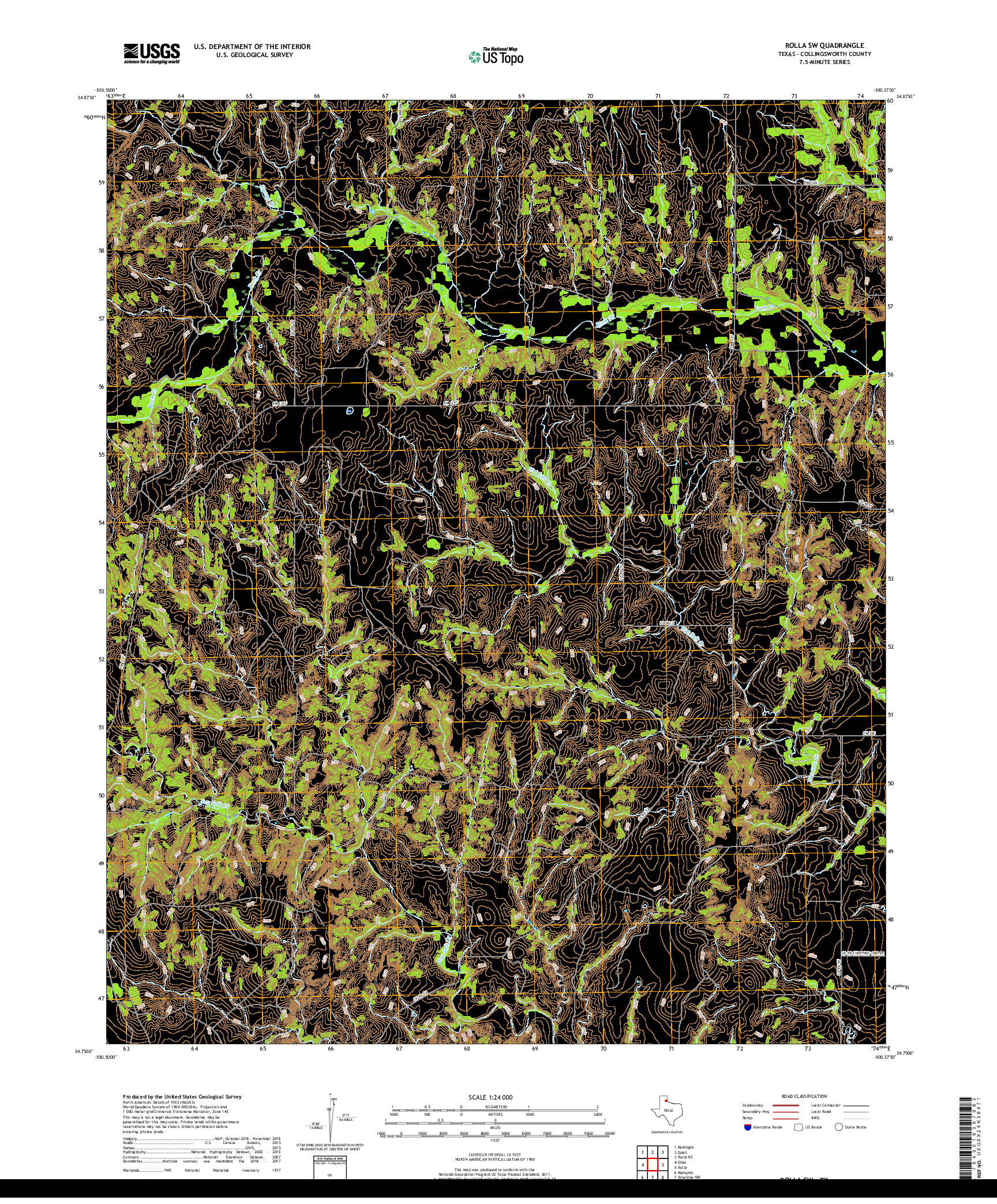 USGS US TOPO 7.5-MINUTE MAP FOR ROLLA SW, TX 2019