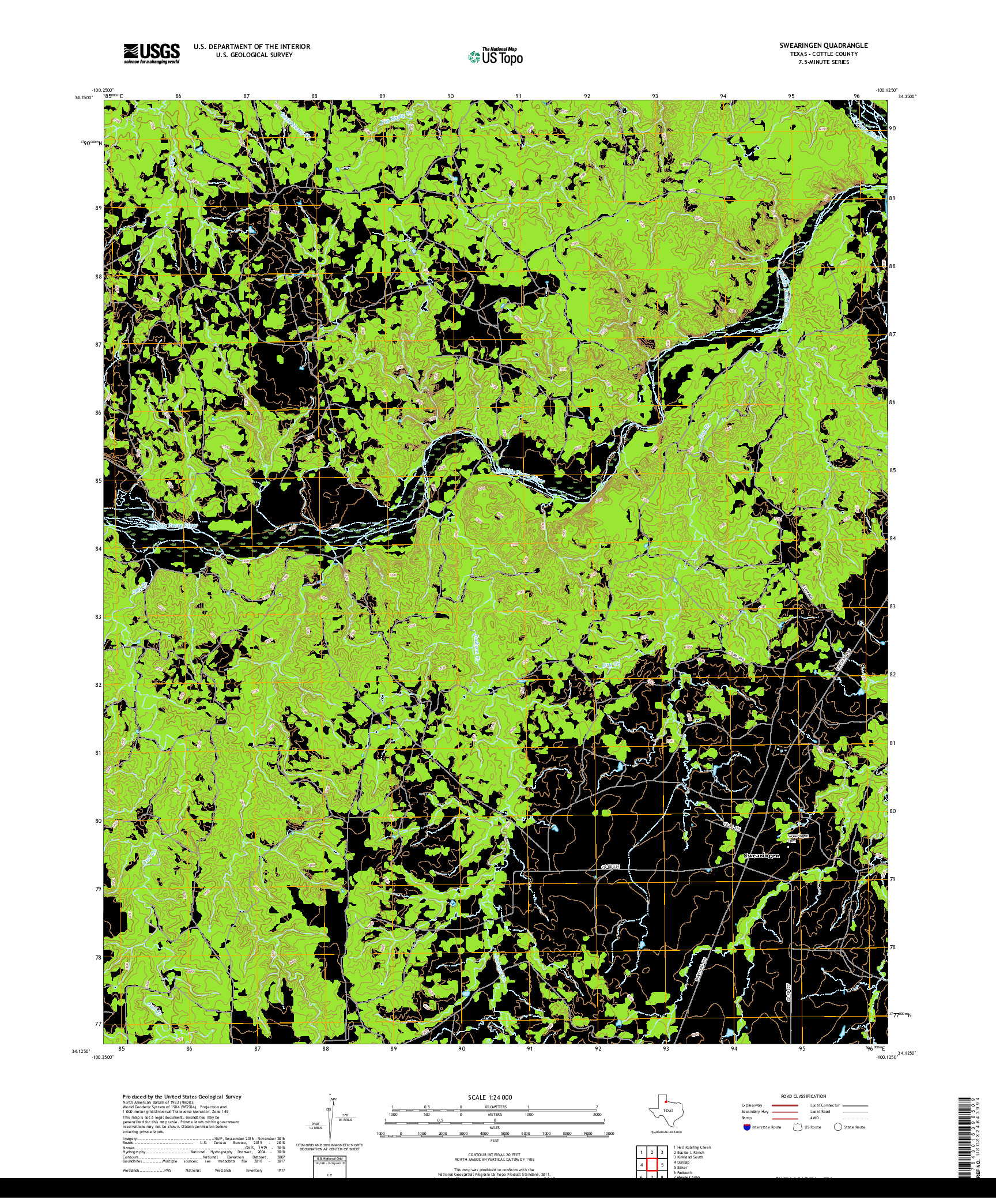 USGS US TOPO 7.5-MINUTE MAP FOR SWEARINGEN, TX 2019