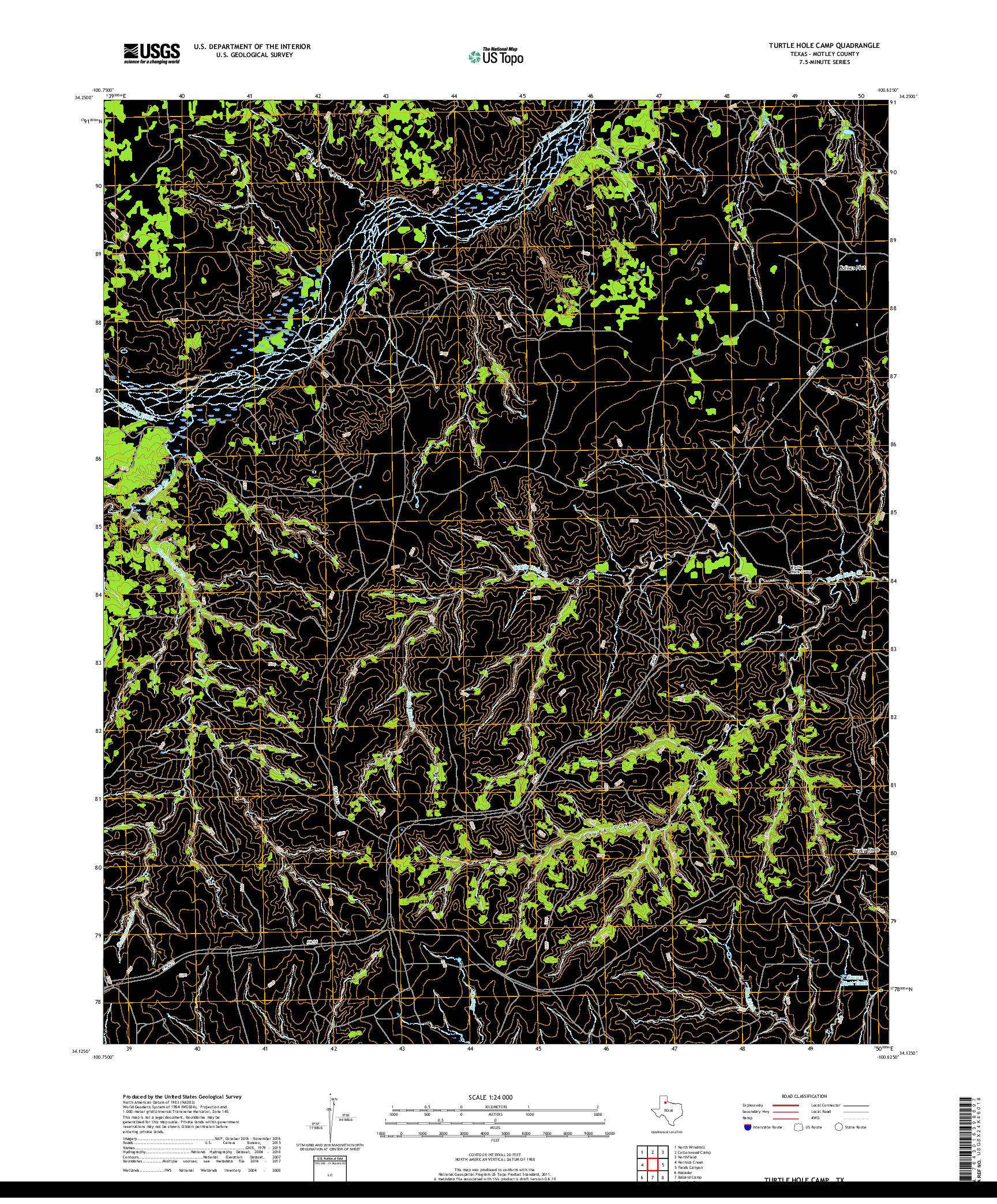 USGS US TOPO 7.5-MINUTE MAP FOR TURTLE HOLE CAMP, TX 2019