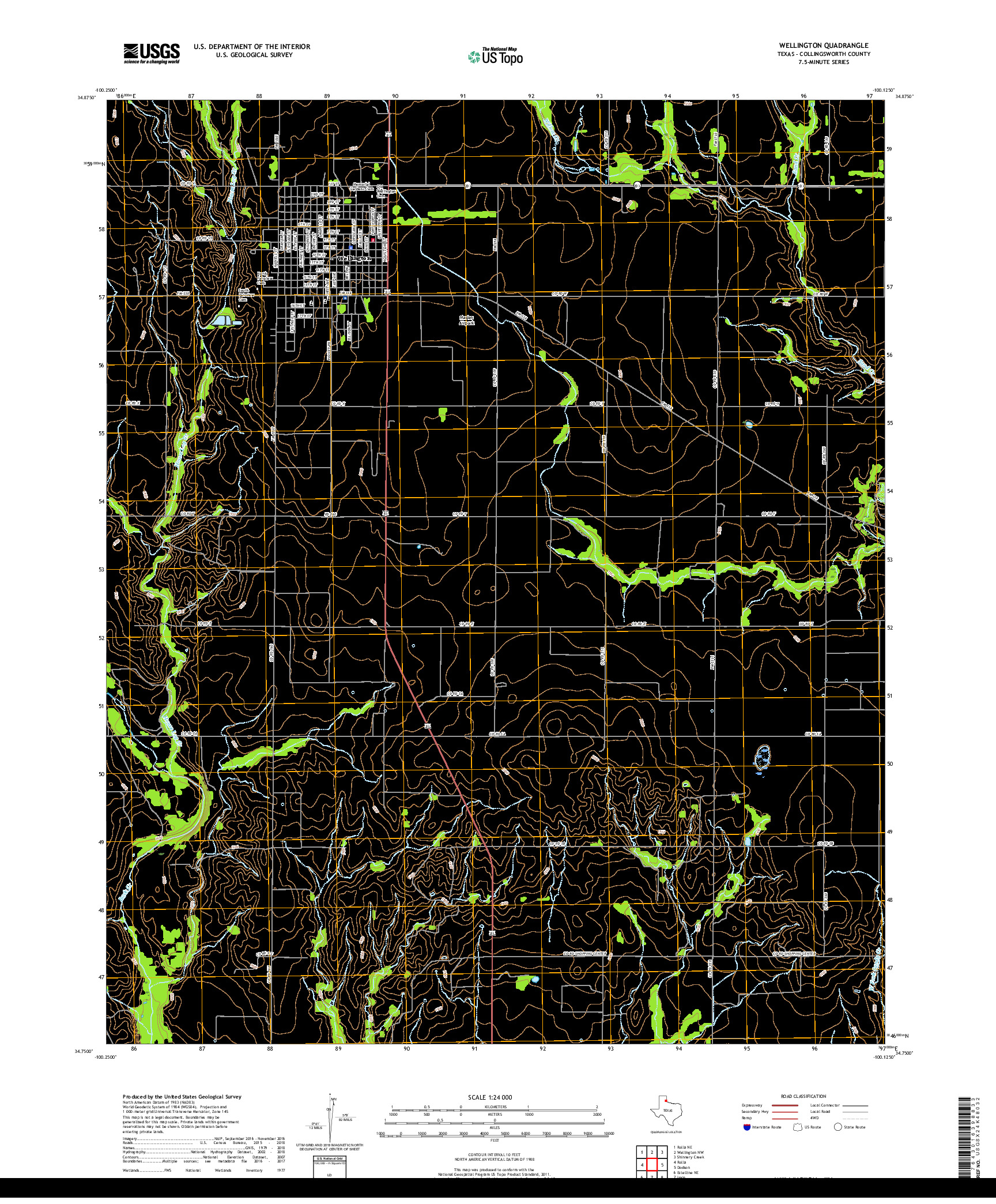 USGS US TOPO 7.5-MINUTE MAP FOR WELLINGTON, TX 2019