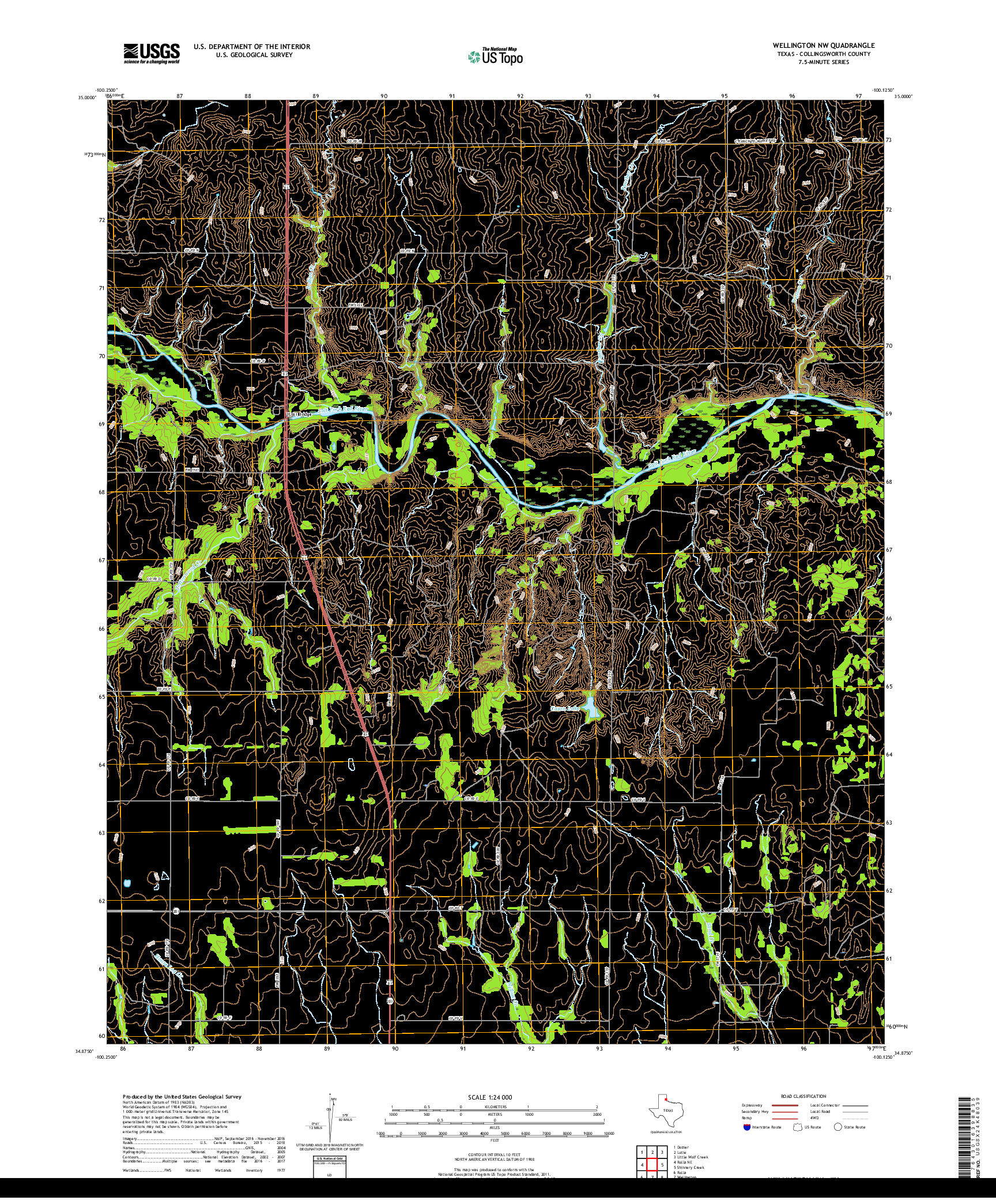 USGS US TOPO 7.5-MINUTE MAP FOR WELLINGTON NW, TX 2019