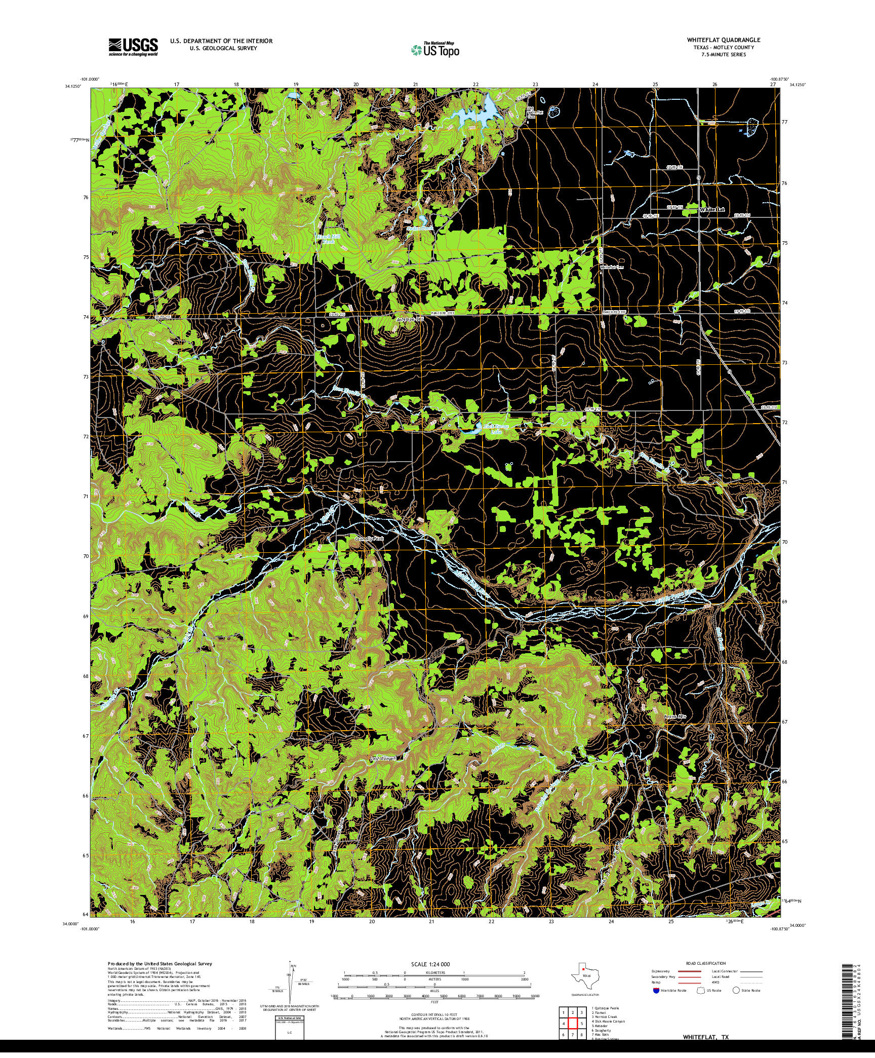 USGS US TOPO 7.5-MINUTE MAP FOR WHITEFLAT, TX 2019