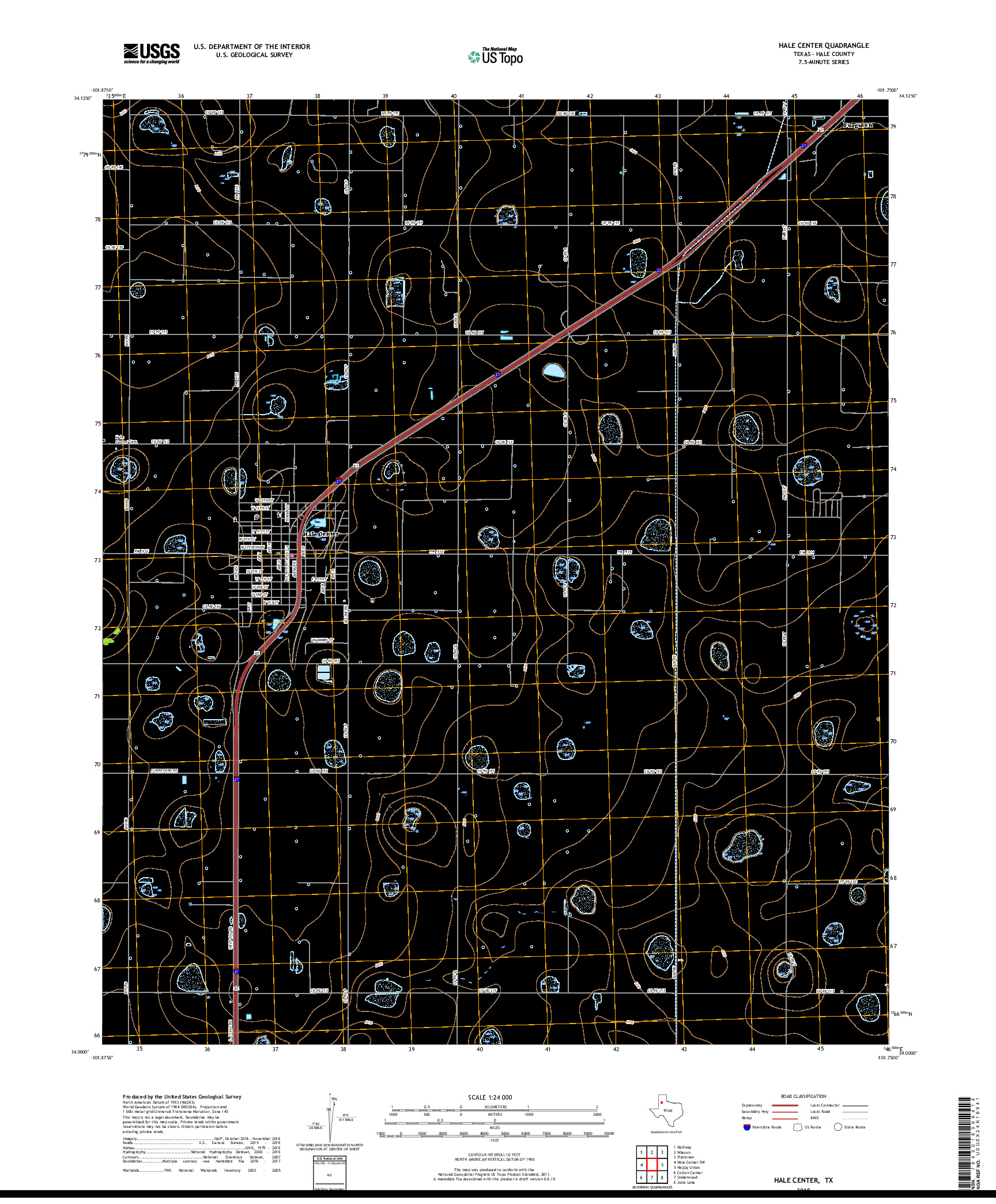 USGS US TOPO 7.5-MINUTE MAP FOR HALE CENTER, TX 2019