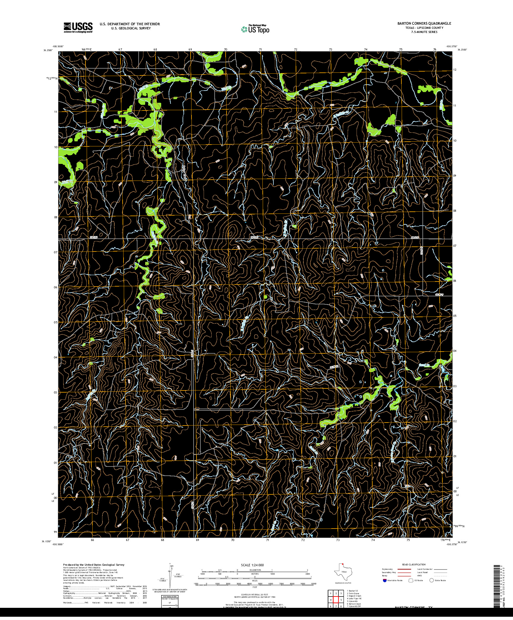 USGS US TOPO 7.5-MINUTE MAP FOR BARTON CORNERS, TX 2019