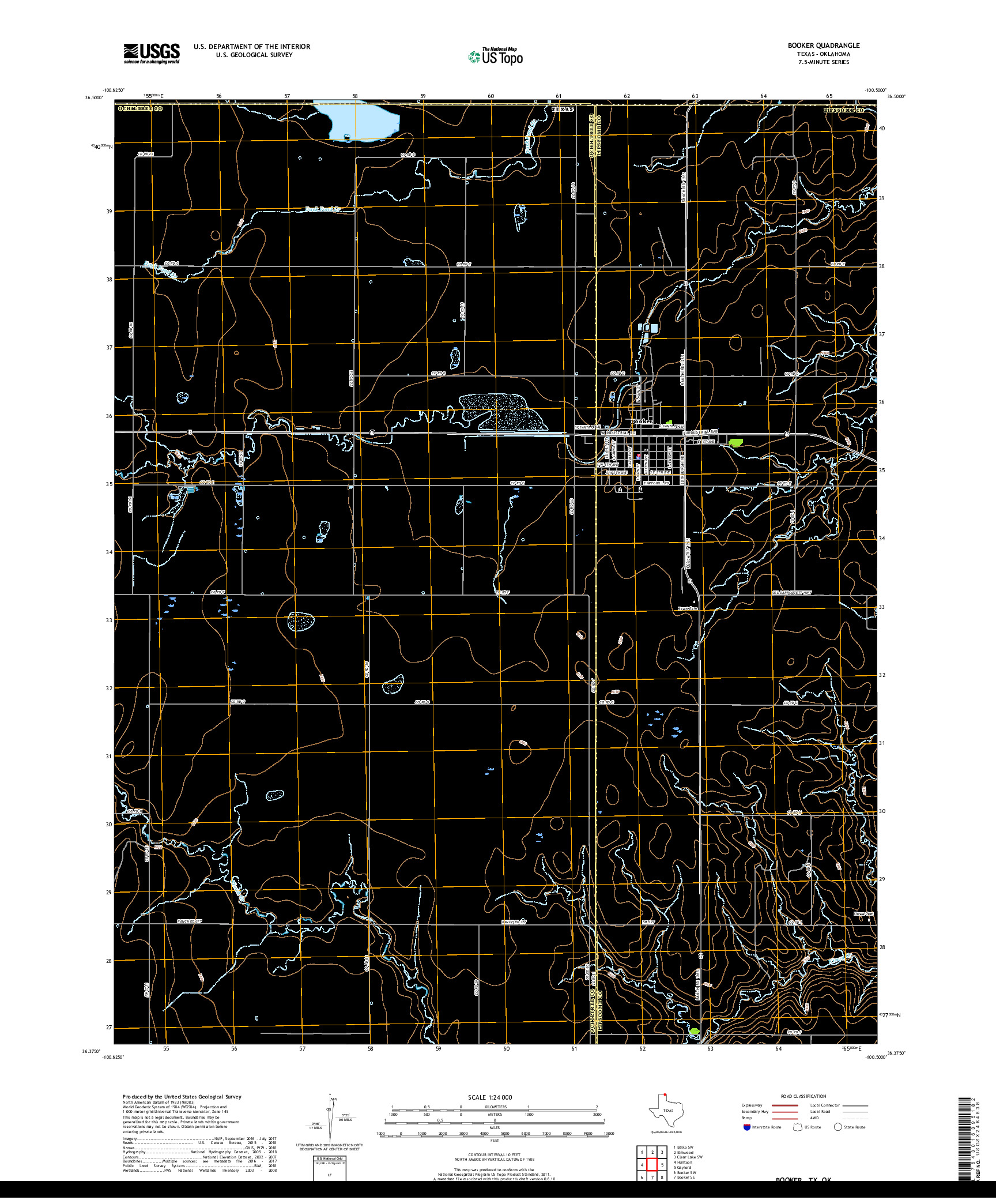 USGS US TOPO 7.5-MINUTE MAP FOR BOOKER, TX,OK 2019