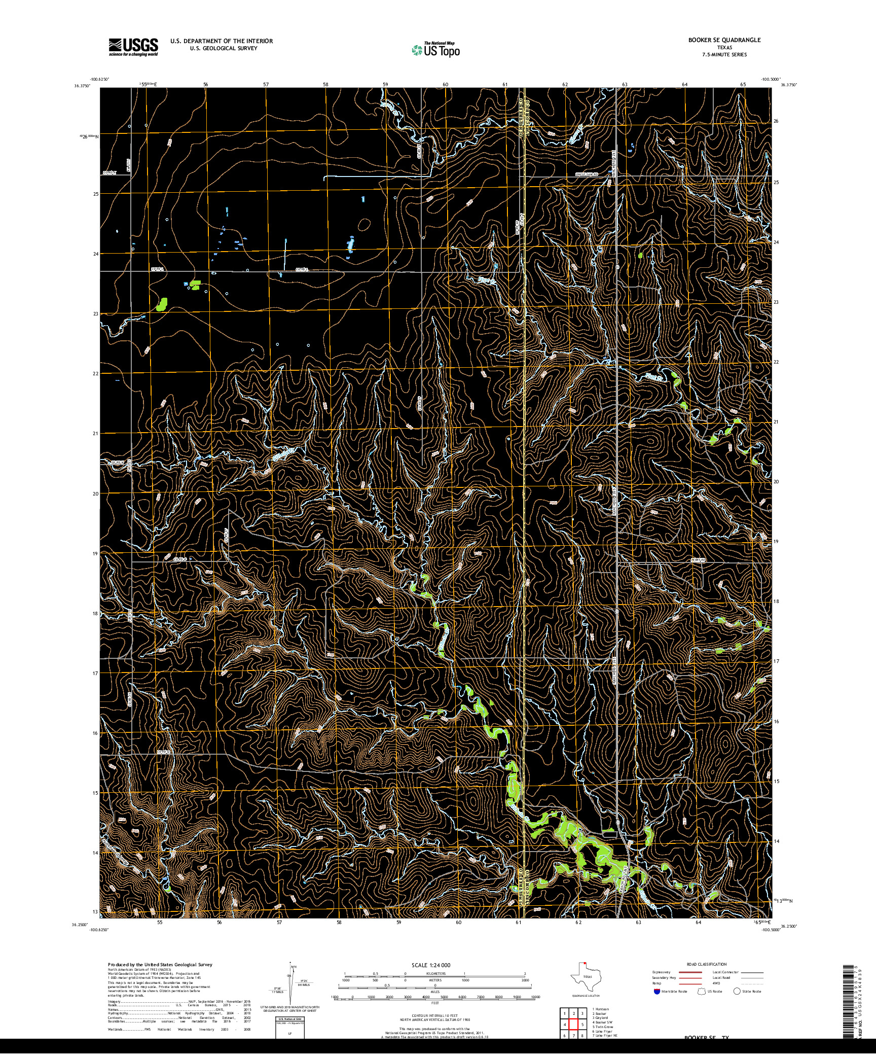 USGS US TOPO 7.5-MINUTE MAP FOR BOOKER SE, TX 2019