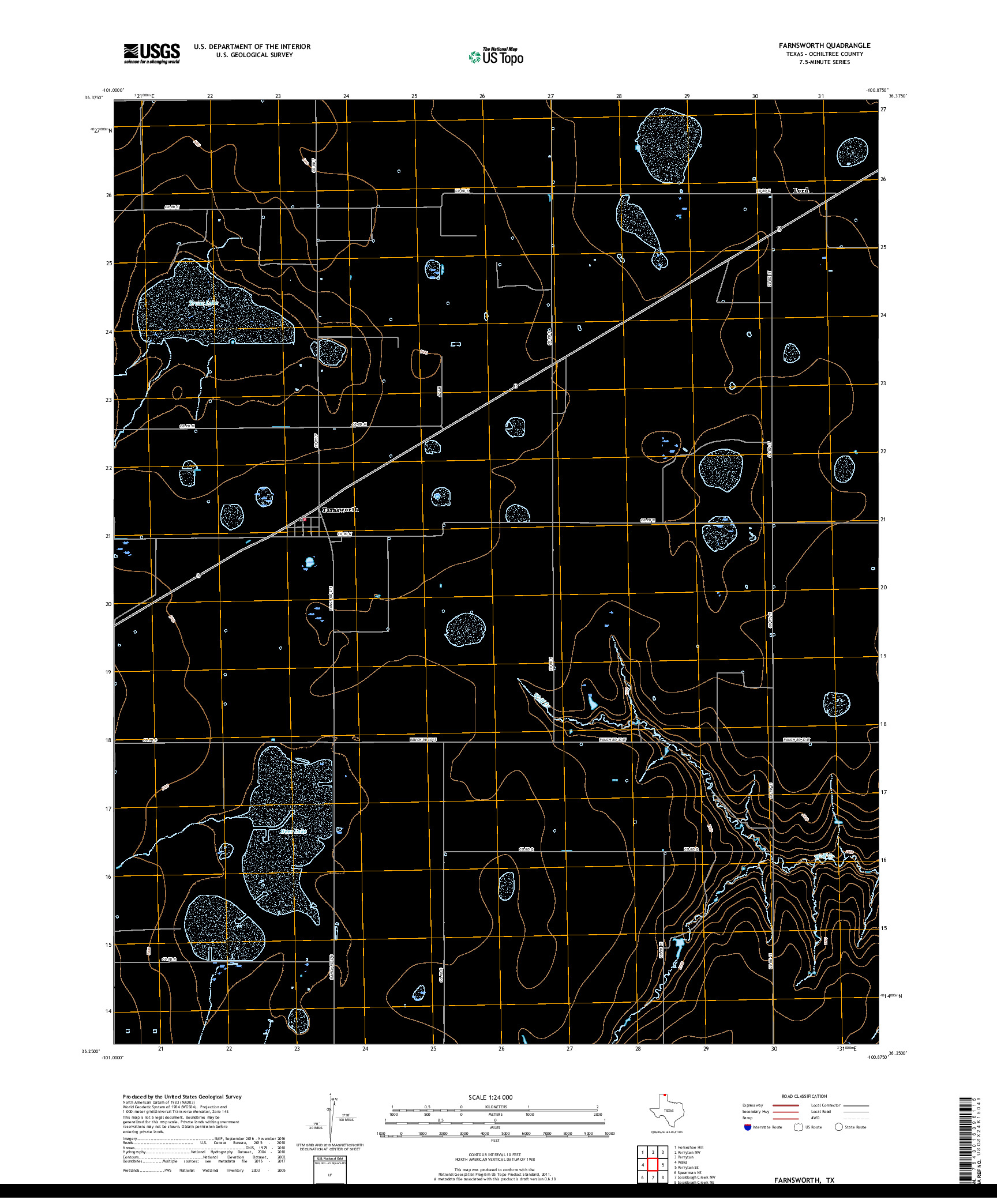 USGS US TOPO 7.5-MINUTE MAP FOR FARNSWORTH, TX 2019