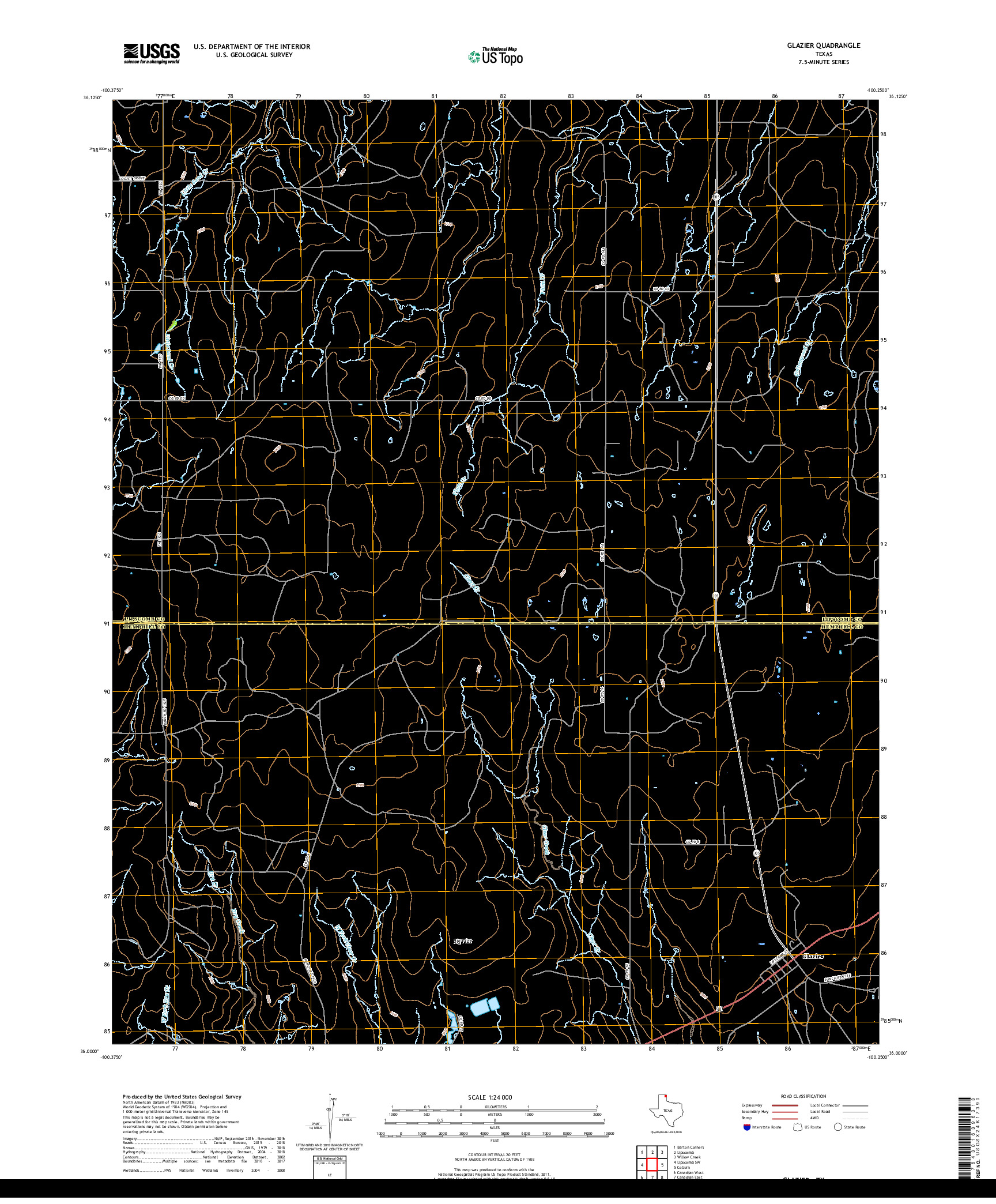 USGS US TOPO 7.5-MINUTE MAP FOR GLAZIER, TX 2019