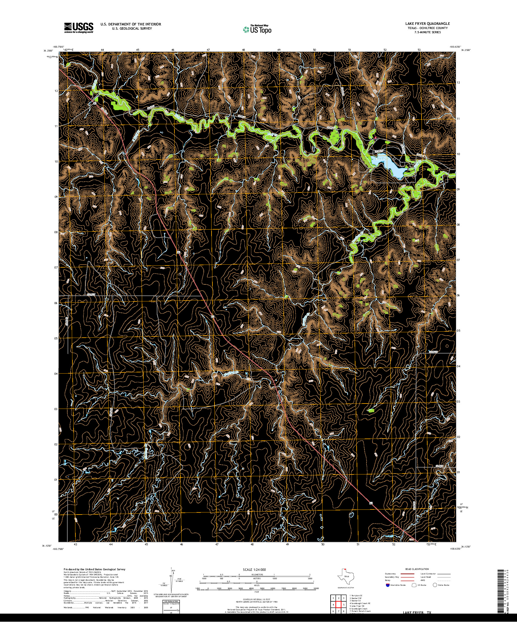 USGS US TOPO 7.5-MINUTE MAP FOR LAKE FRYER, TX 2019