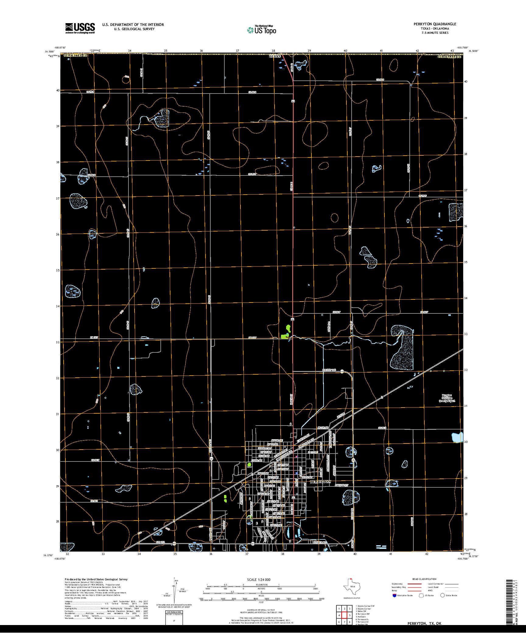 USGS US TOPO 7.5-MINUTE MAP FOR PERRYTON, TX,OK 2019