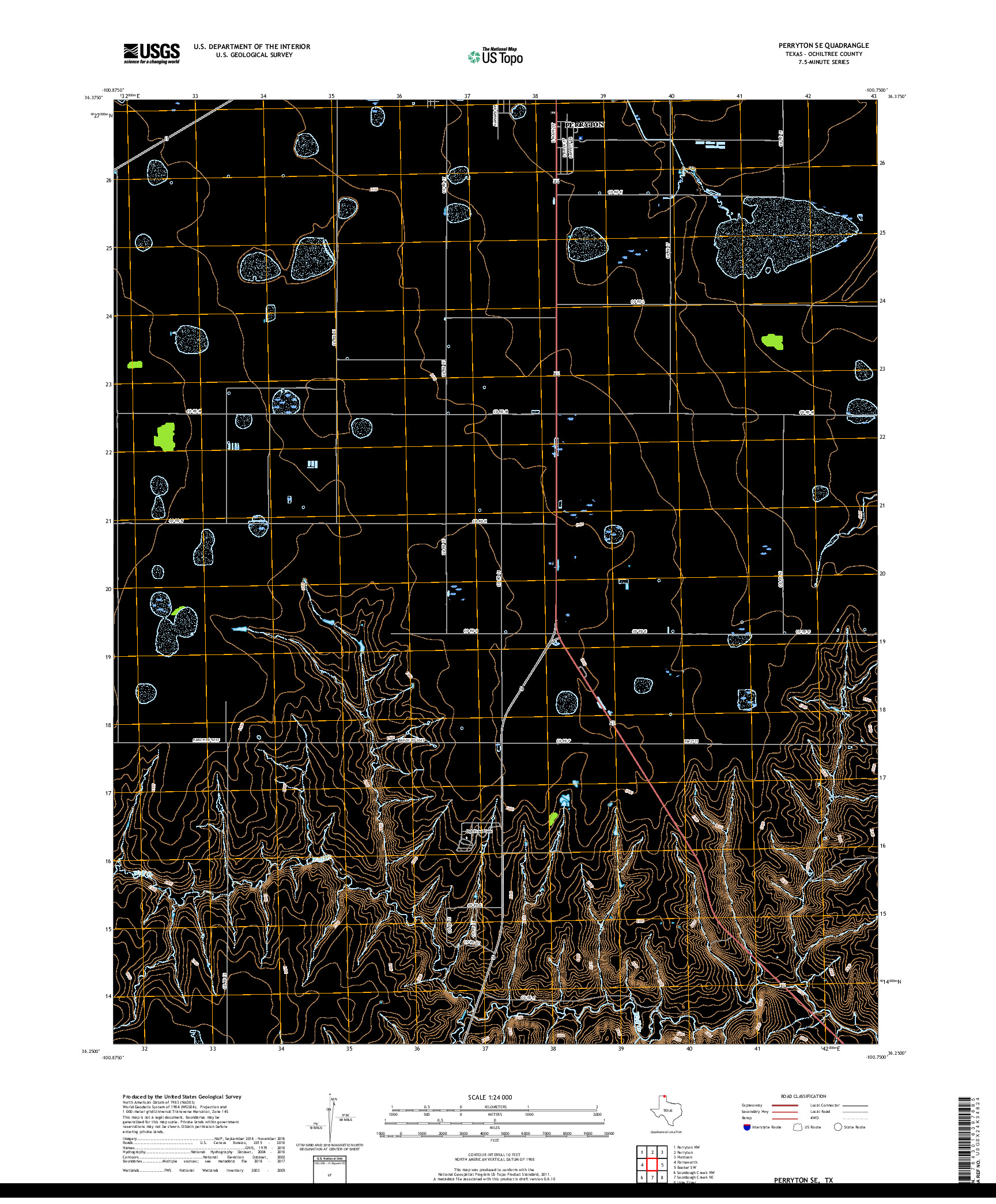 USGS US TOPO 7.5-MINUTE MAP FOR PERRYTON SE, TX 2019