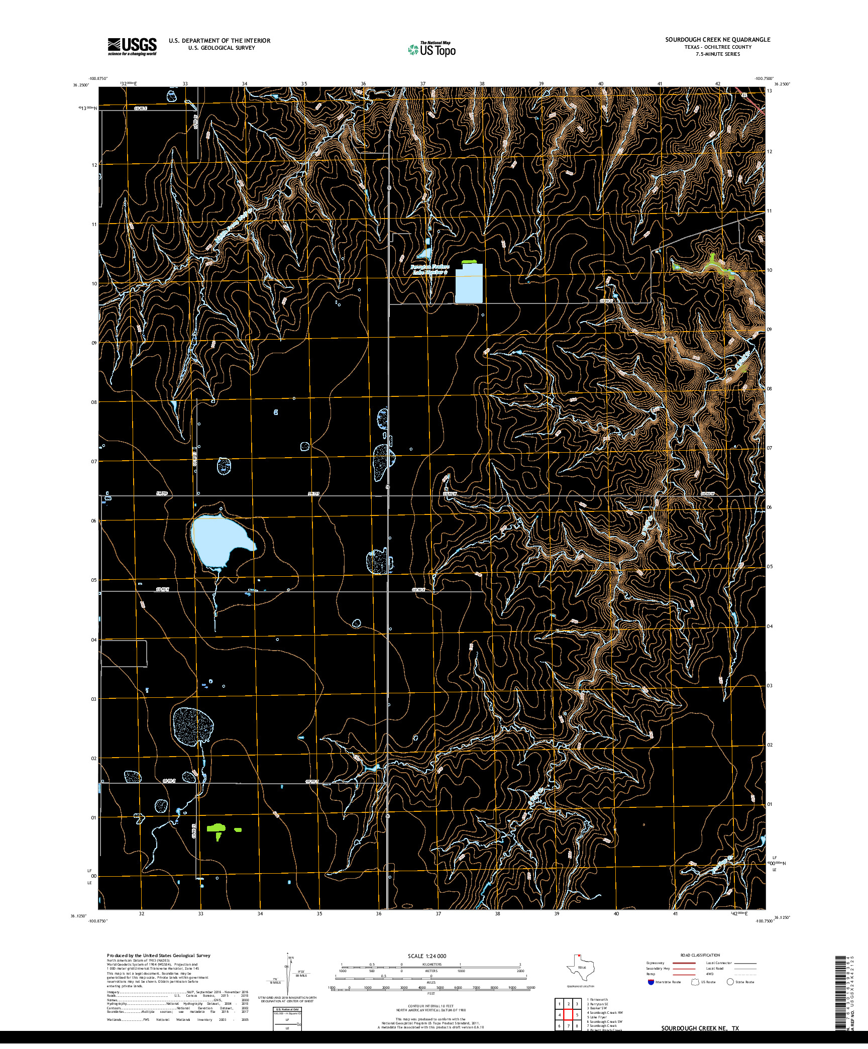 USGS US TOPO 7.5-MINUTE MAP FOR SOURDOUGH CREEK NE, TX 2019