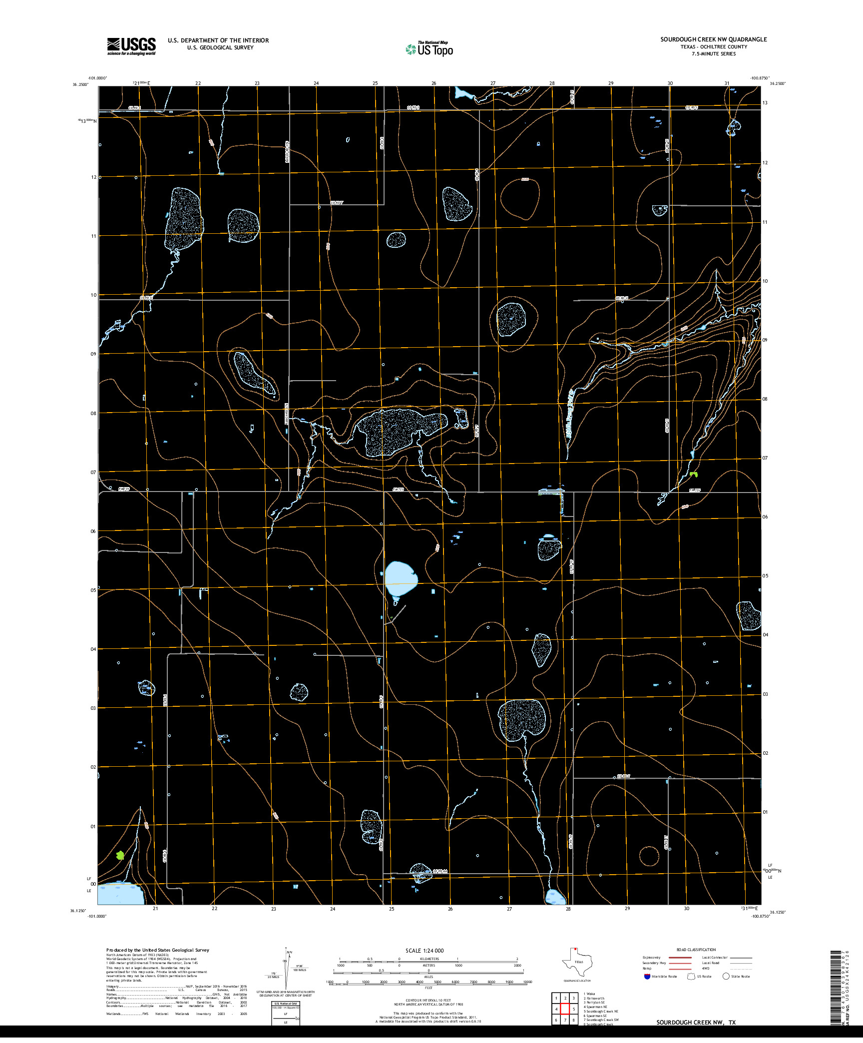 USGS US TOPO 7.5-MINUTE MAP FOR SOURDOUGH CREEK NW, TX 2019