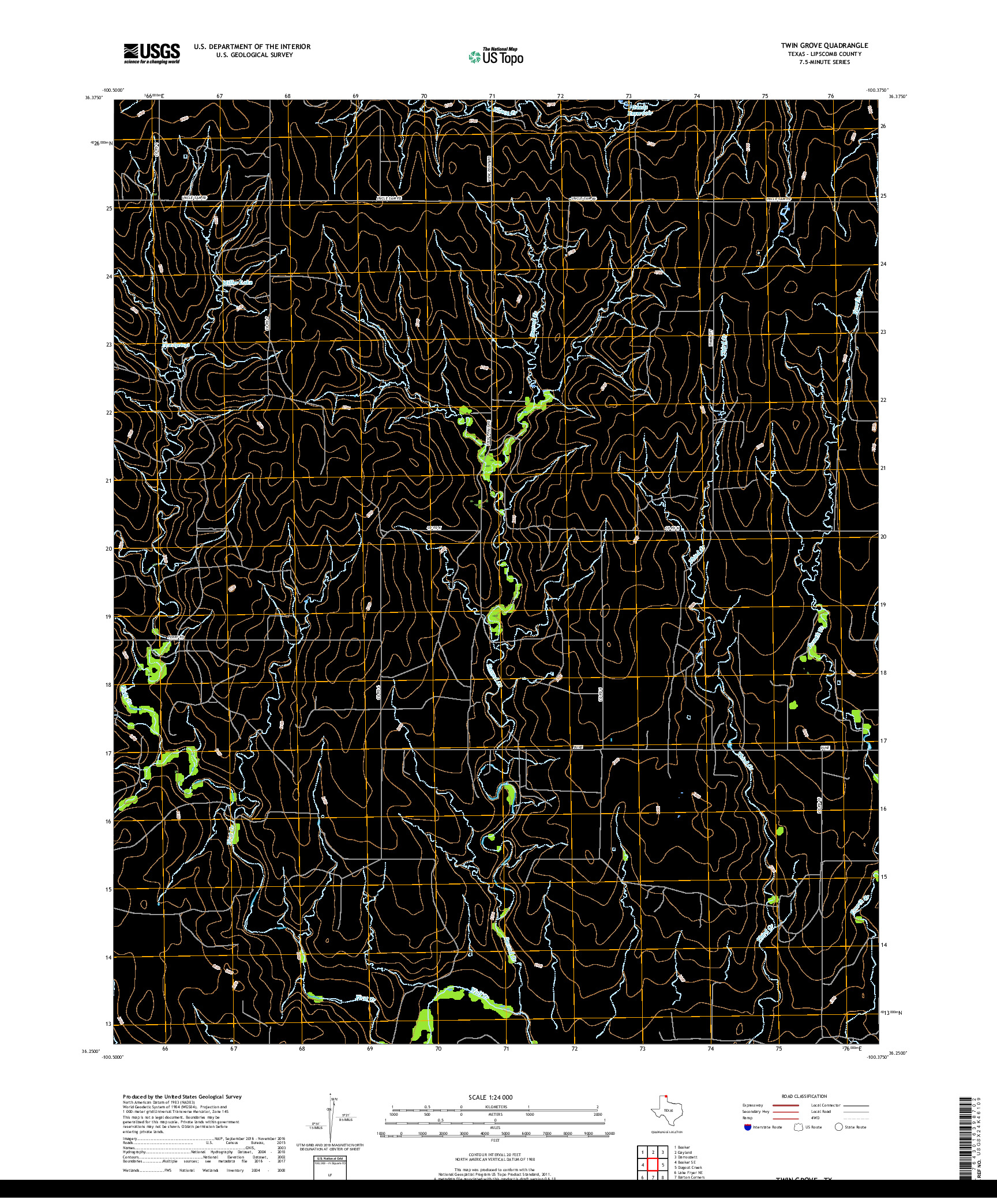 USGS US TOPO 7.5-MINUTE MAP FOR TWIN GROVE, TX 2019