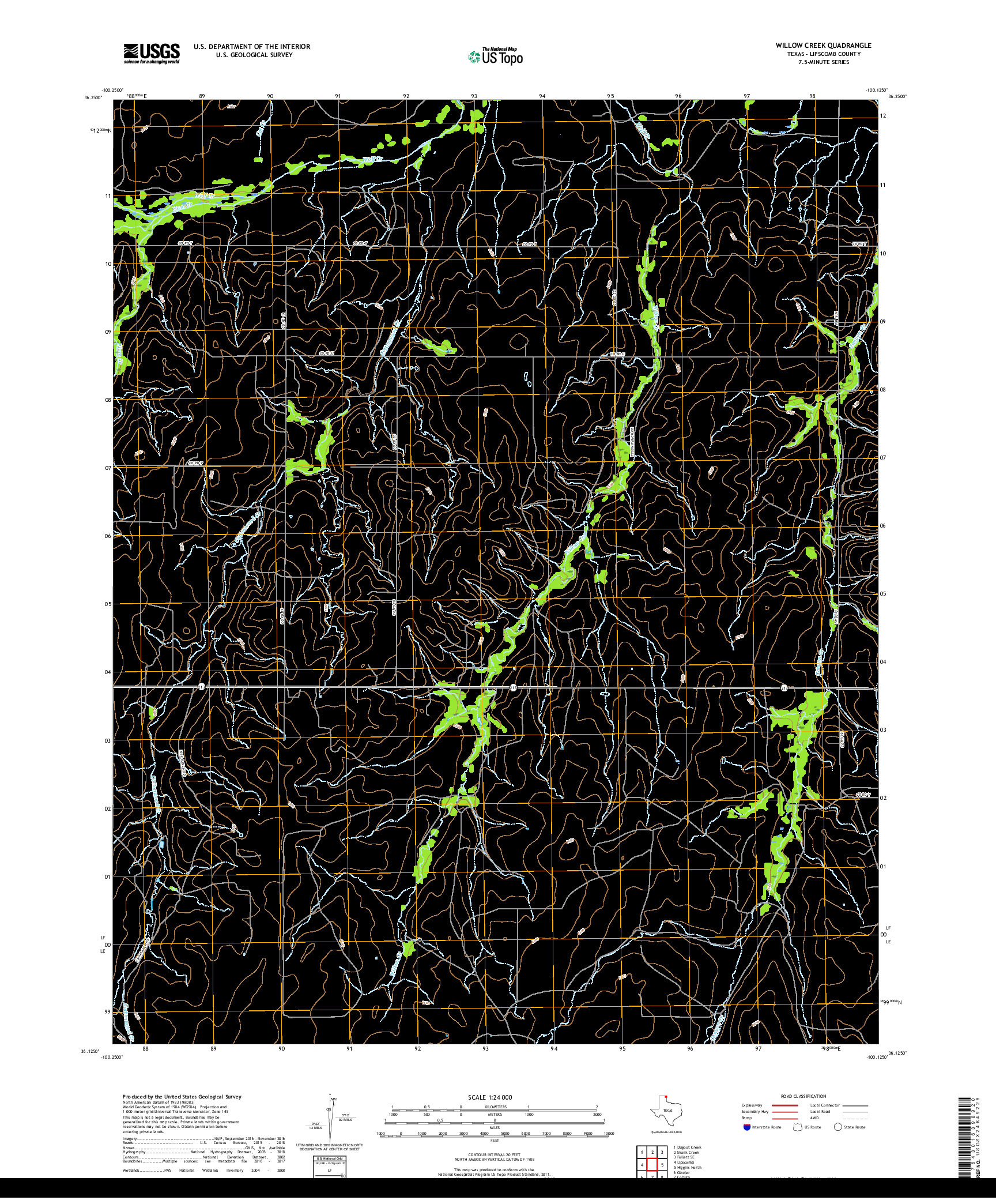 USGS US TOPO 7.5-MINUTE MAP FOR WILLOW CREEK, TX 2019