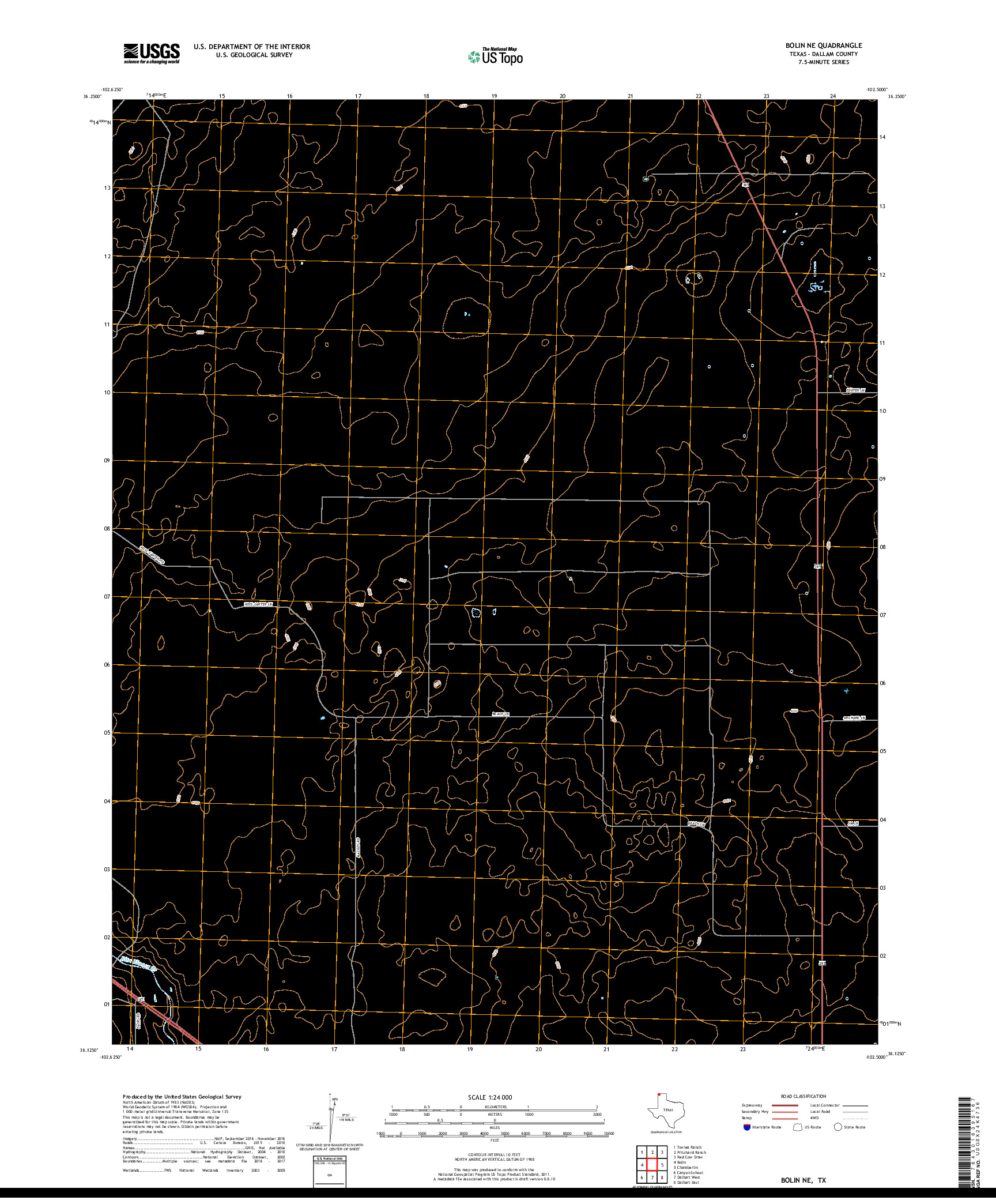 USGS US TOPO 7.5-MINUTE MAP FOR BOLIN NE, TX 2019