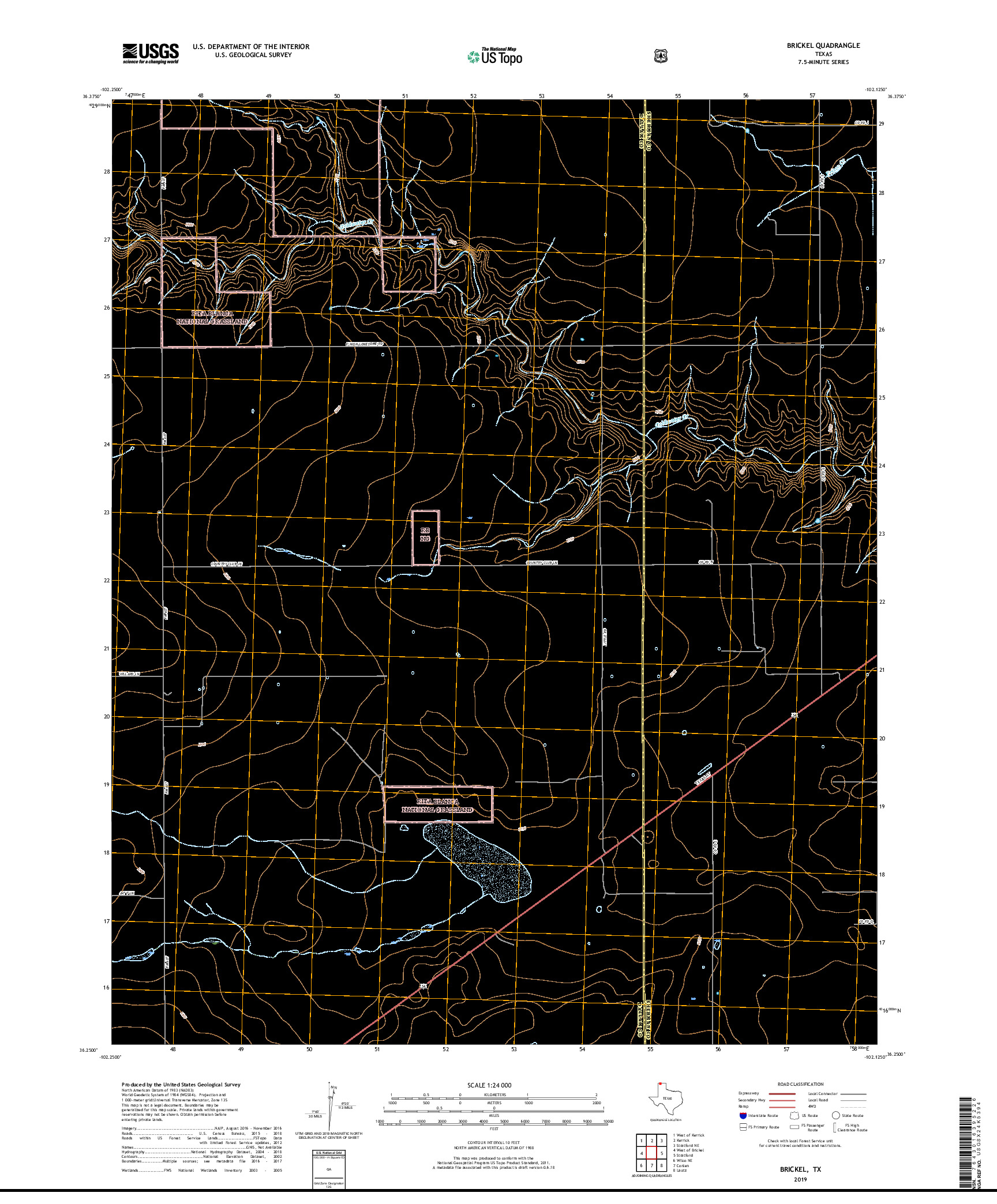 USGS US TOPO 7.5-MINUTE MAP FOR BRICKEL, TX 2019