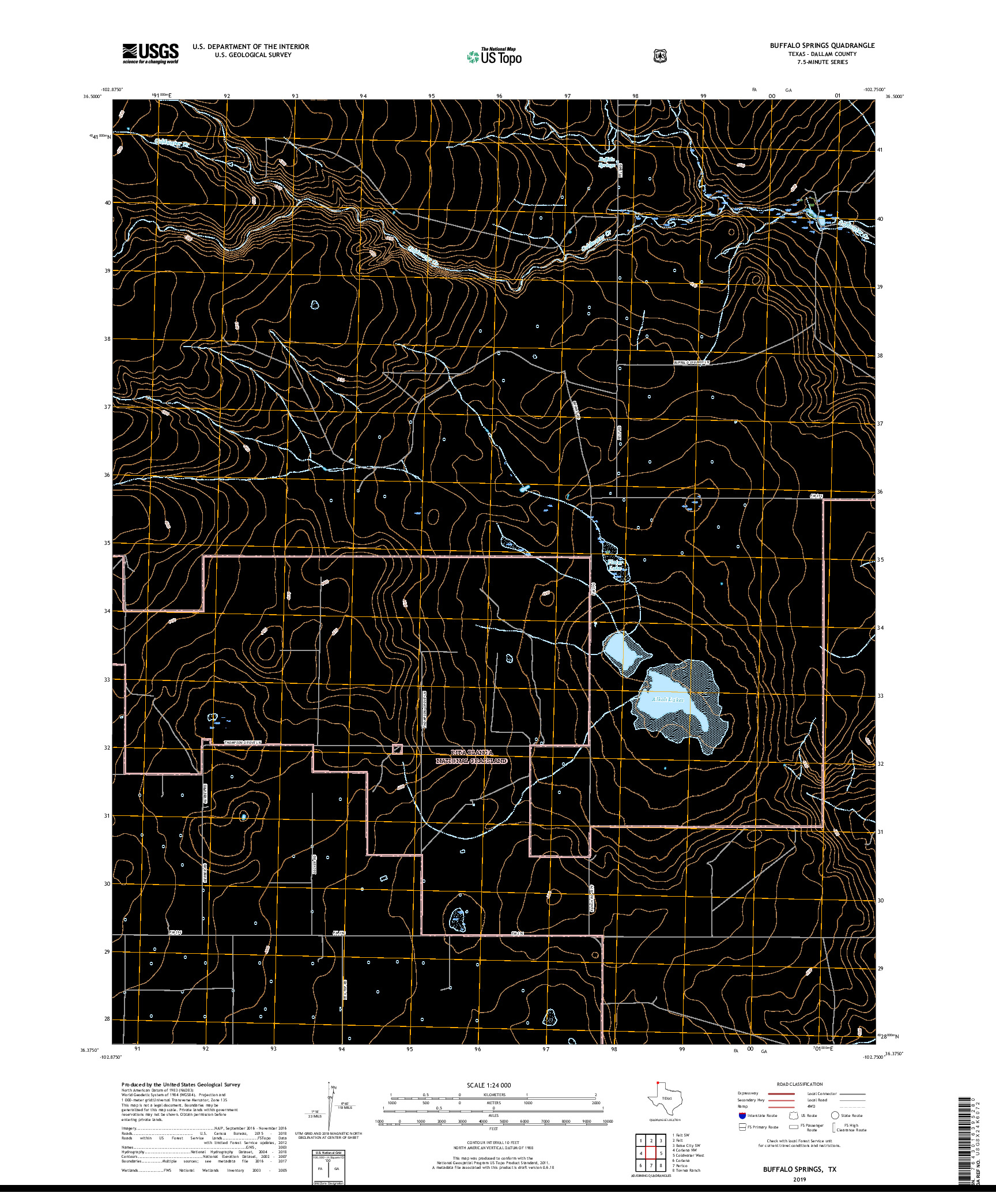 USGS US TOPO 7.5-MINUTE MAP FOR BUFFALO SPRINGS, TX 2019