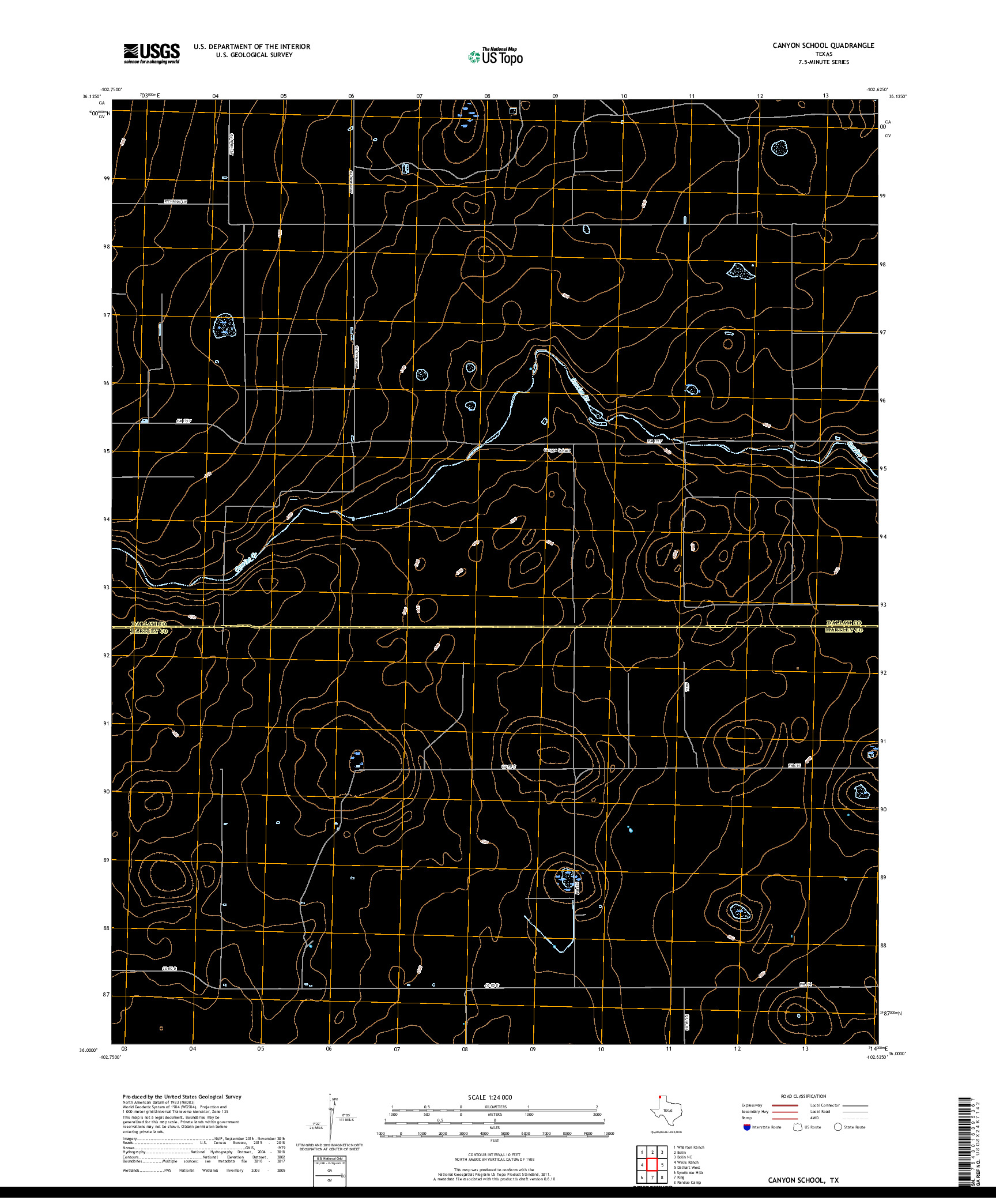 USGS US TOPO 7.5-MINUTE MAP FOR CANYON SCHOOL, TX 2019