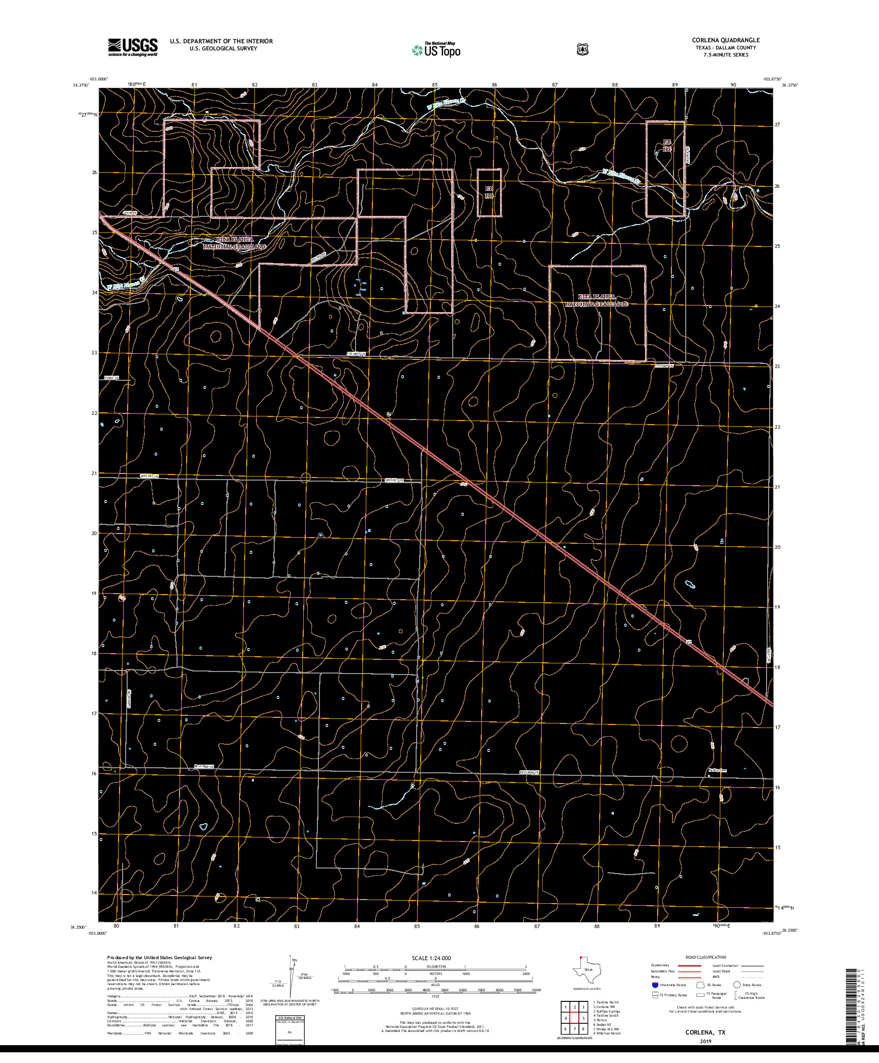 USGS US TOPO 7.5-MINUTE MAP FOR CORLENA, TX 2019