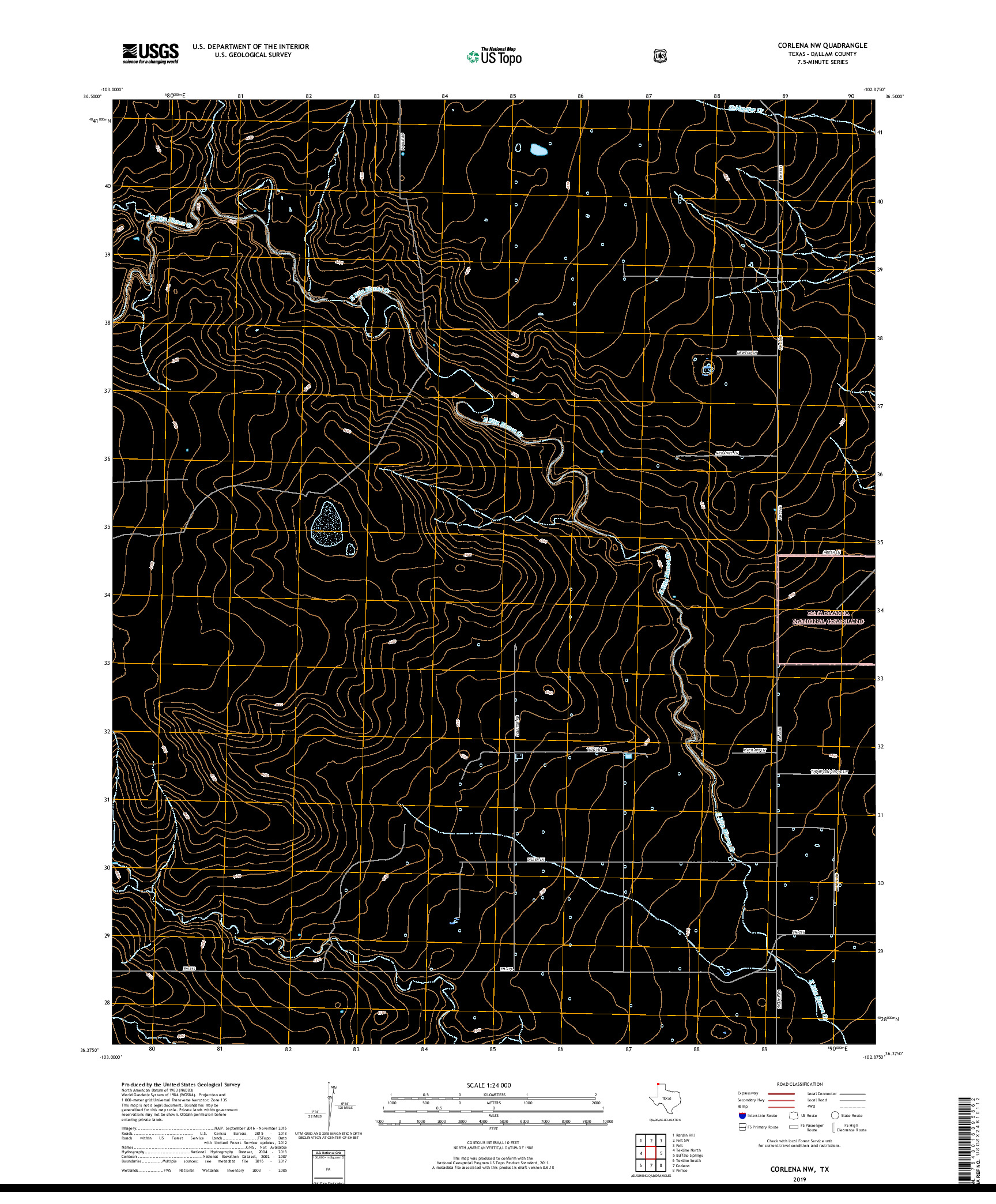 USGS US TOPO 7.5-MINUTE MAP FOR CORLENA NW, TX 2019