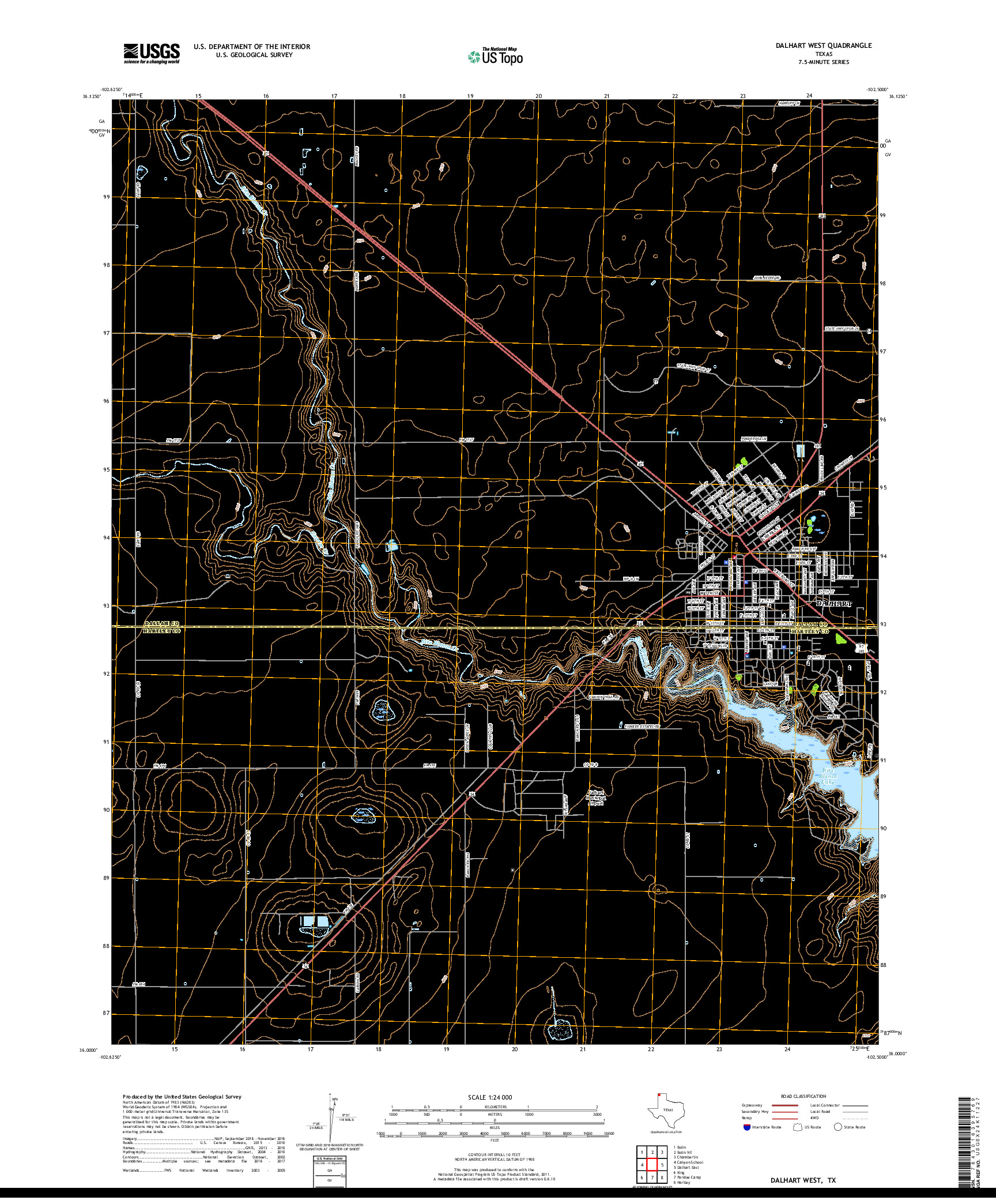 USGS US TOPO 7.5-MINUTE MAP FOR DALHART WEST, TX 2019