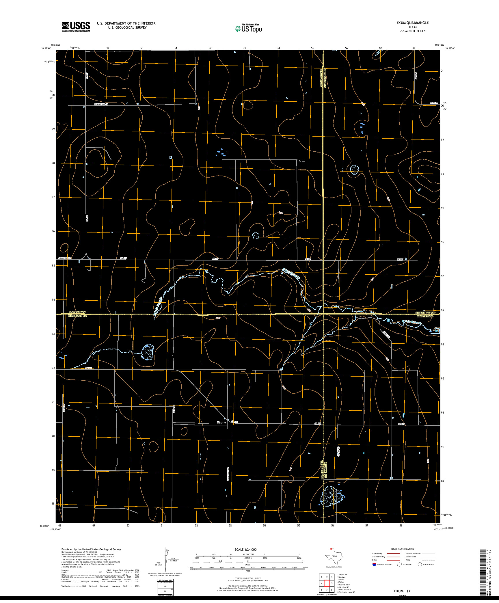 USGS US TOPO 7.5-MINUTE MAP FOR EXUM, TX 2019