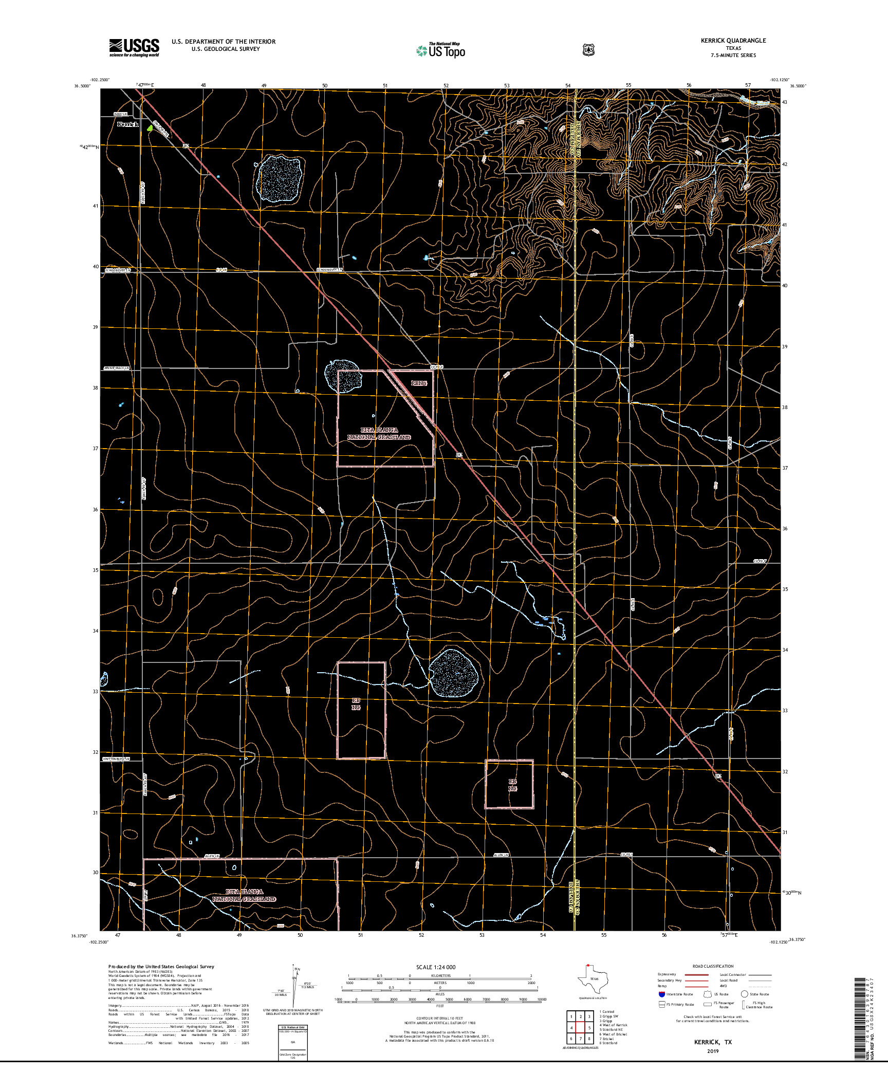 USGS US TOPO 7.5-MINUTE MAP FOR KERRICK, TX 2019