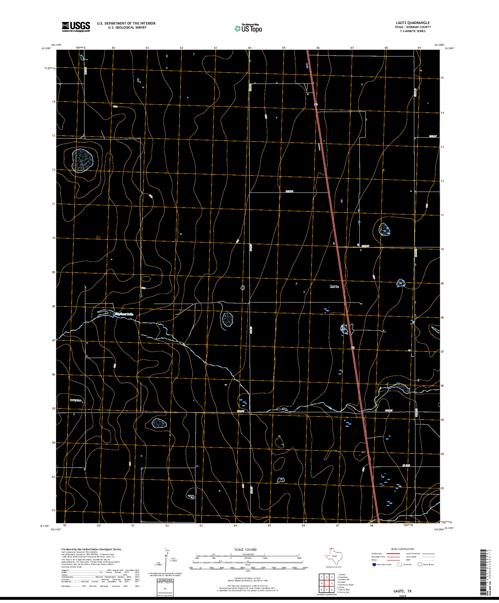 USGS US TOPO 7.5-MINUTE MAP FOR LAUTZ, TX 2019