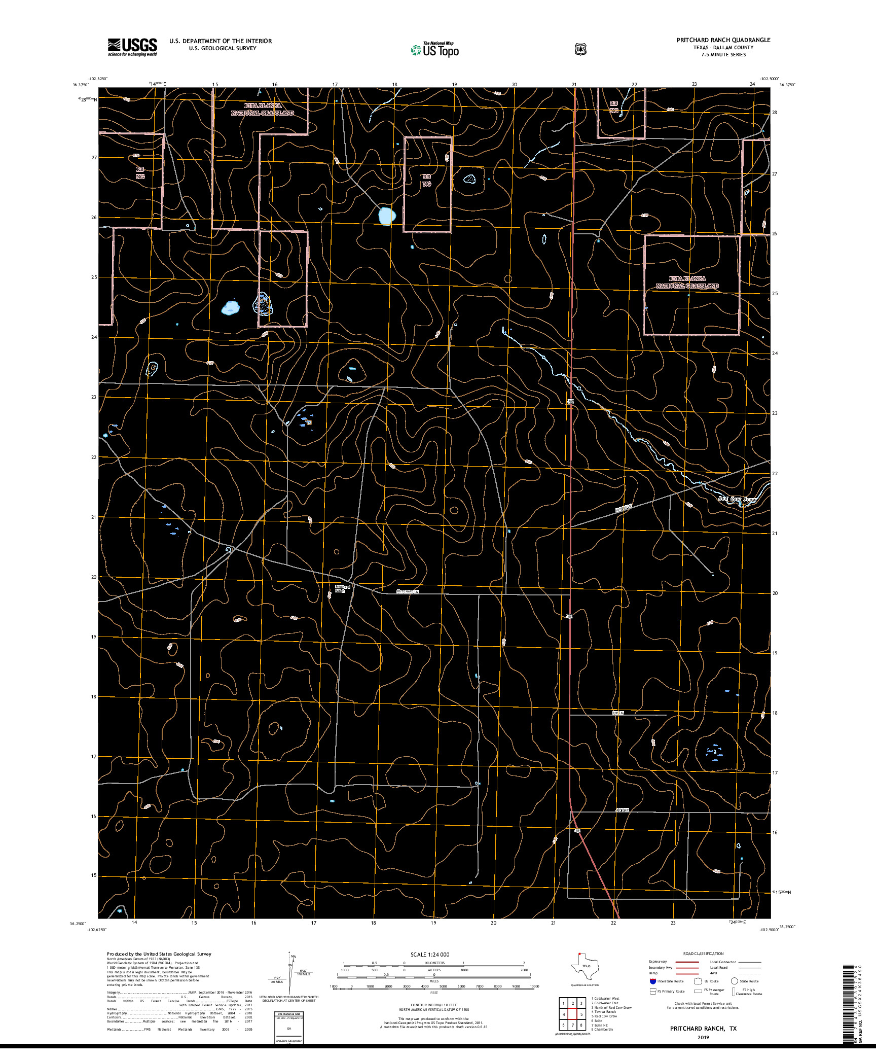 USGS US TOPO 7.5-MINUTE MAP FOR PRITCHARD RANCH, TX 2019