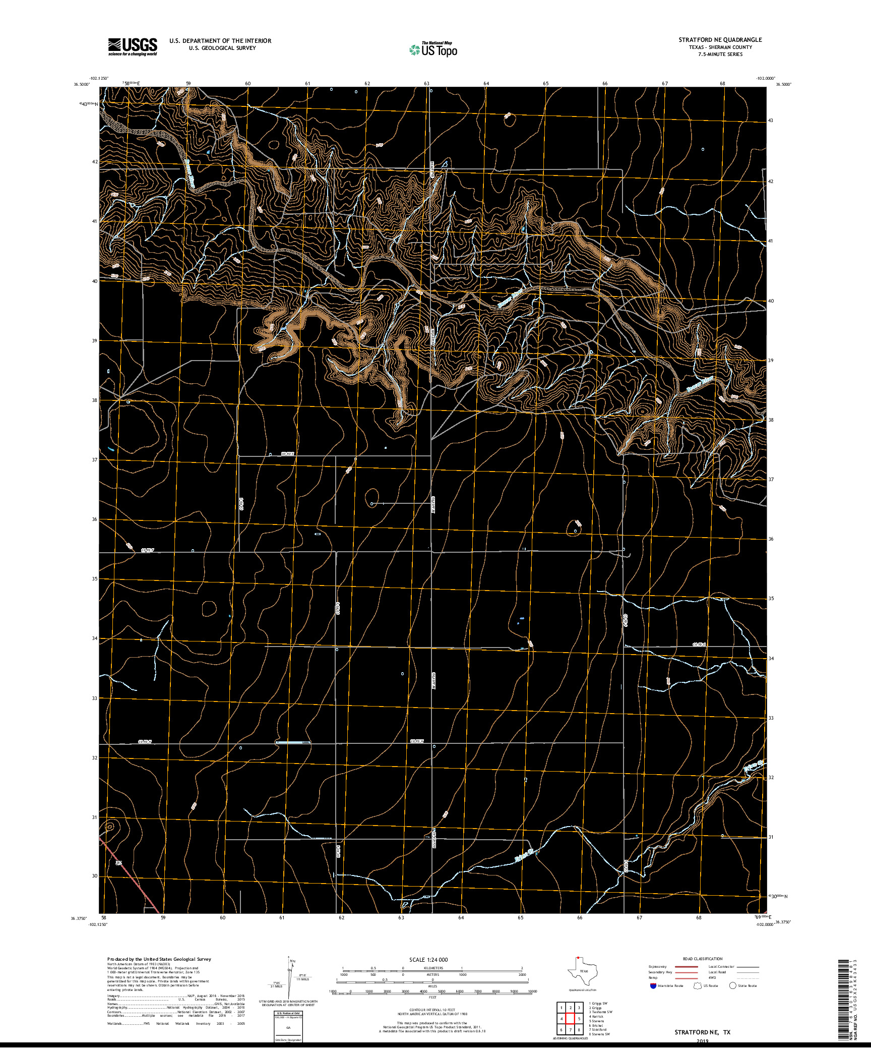 USGS US TOPO 7.5-MINUTE MAP FOR STRATFORD NE, TX 2019