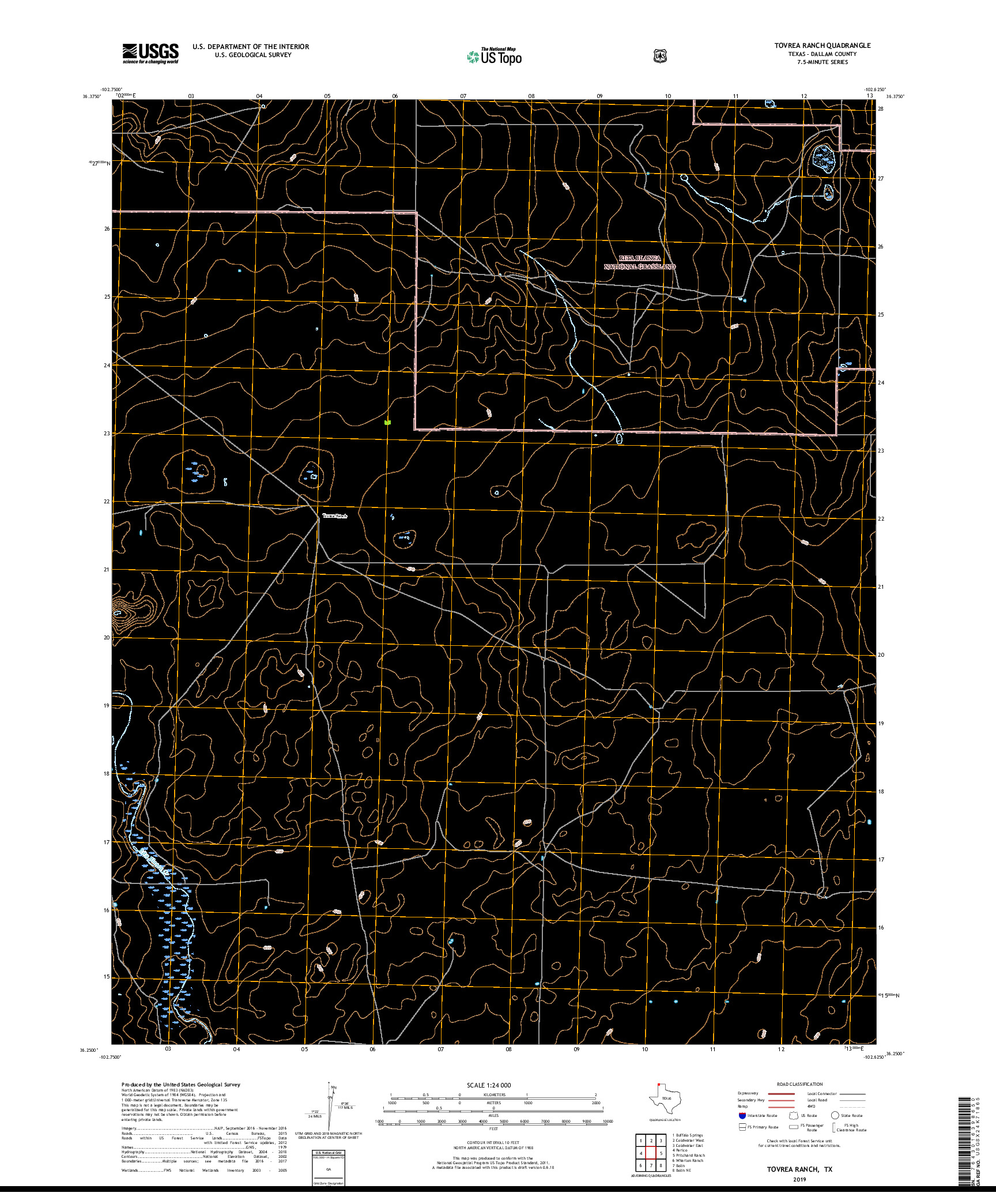 USGS US TOPO 7.5-MINUTE MAP FOR TOVREA RANCH, TX 2019